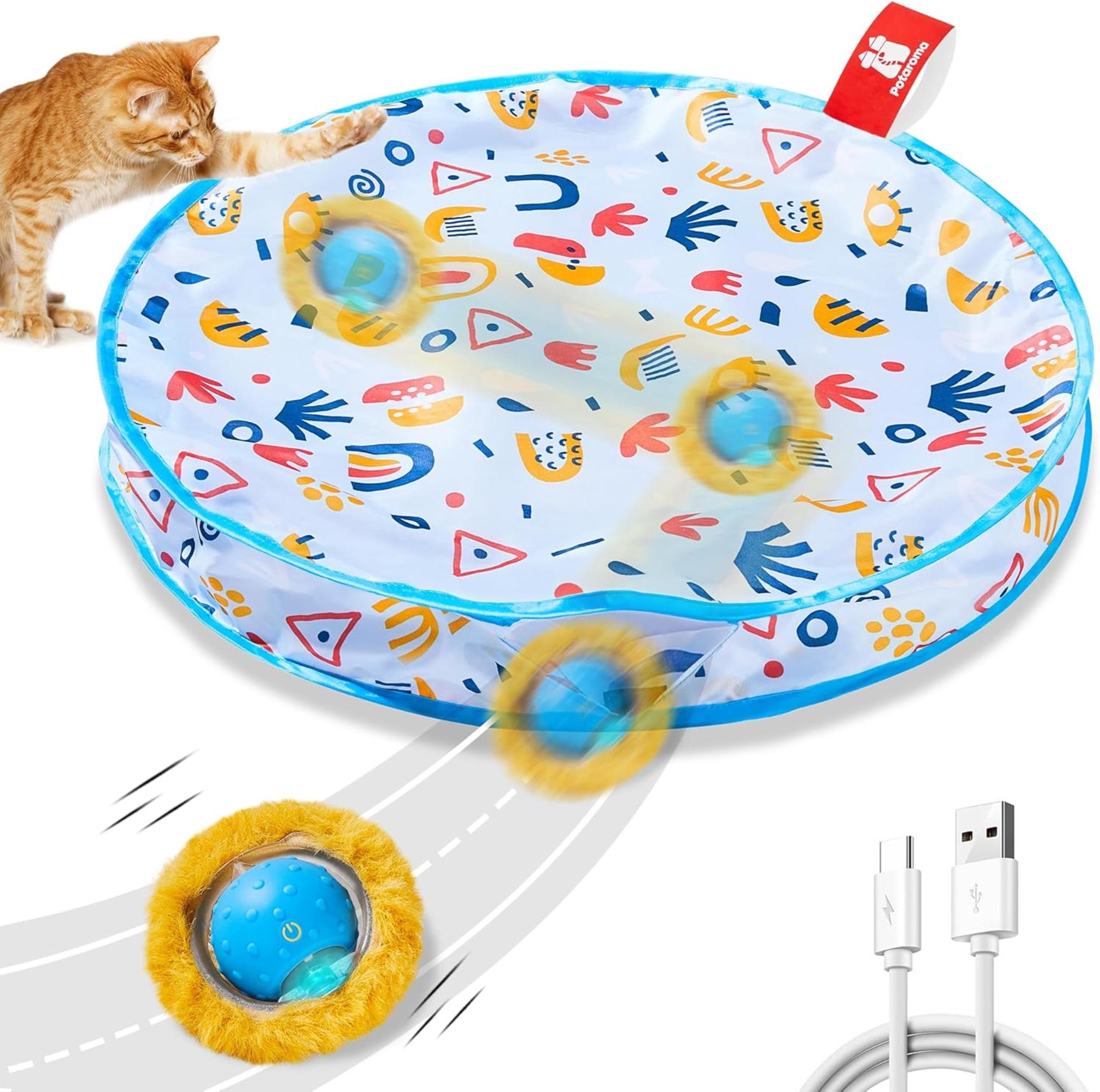 Interactive Cat Toy with Motion-Activated Ball & 28-Inch Play Mat for Indoor Exercise