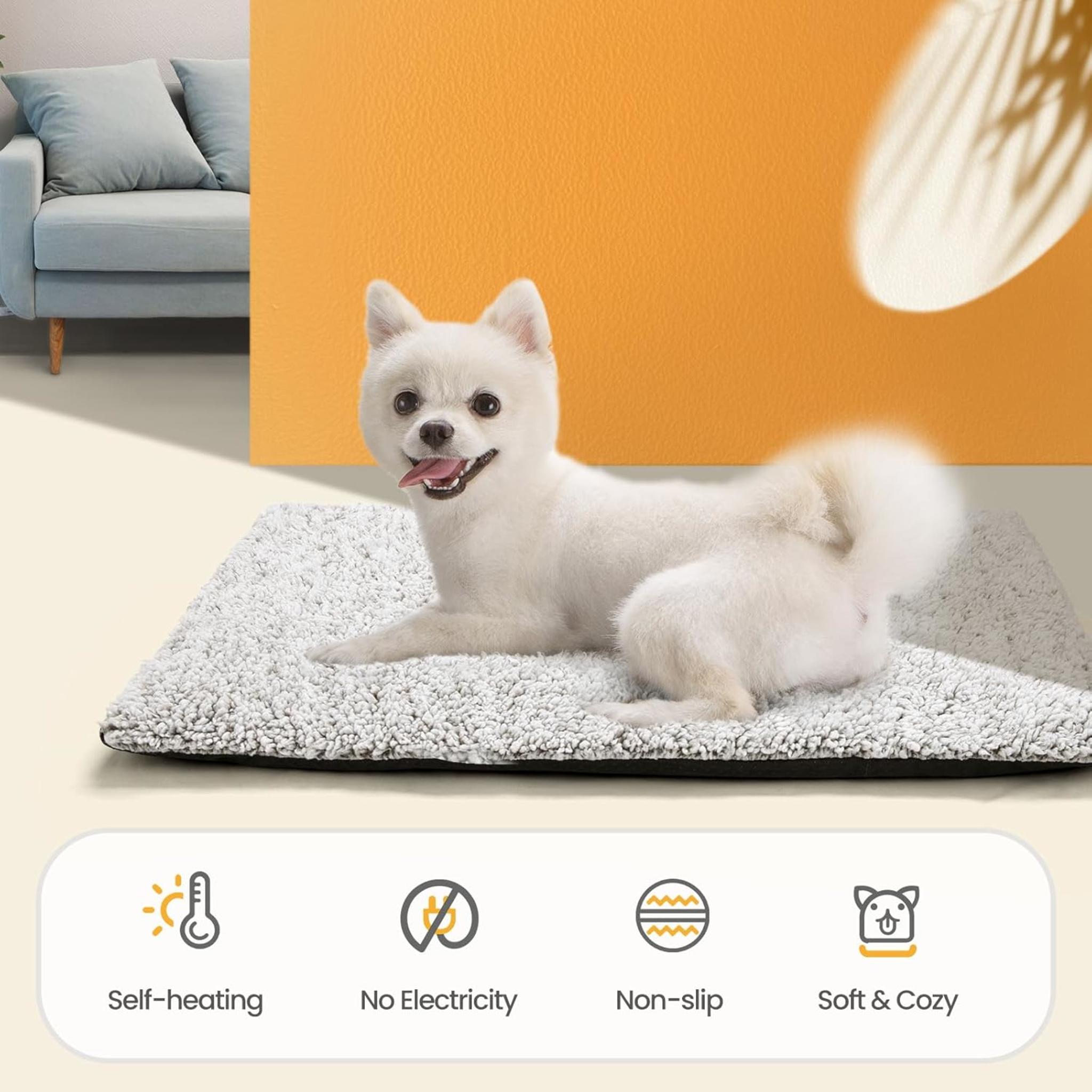 Self-Warming Pet Mat - Thermal Cat Dog Bed with Removable Washable Cover