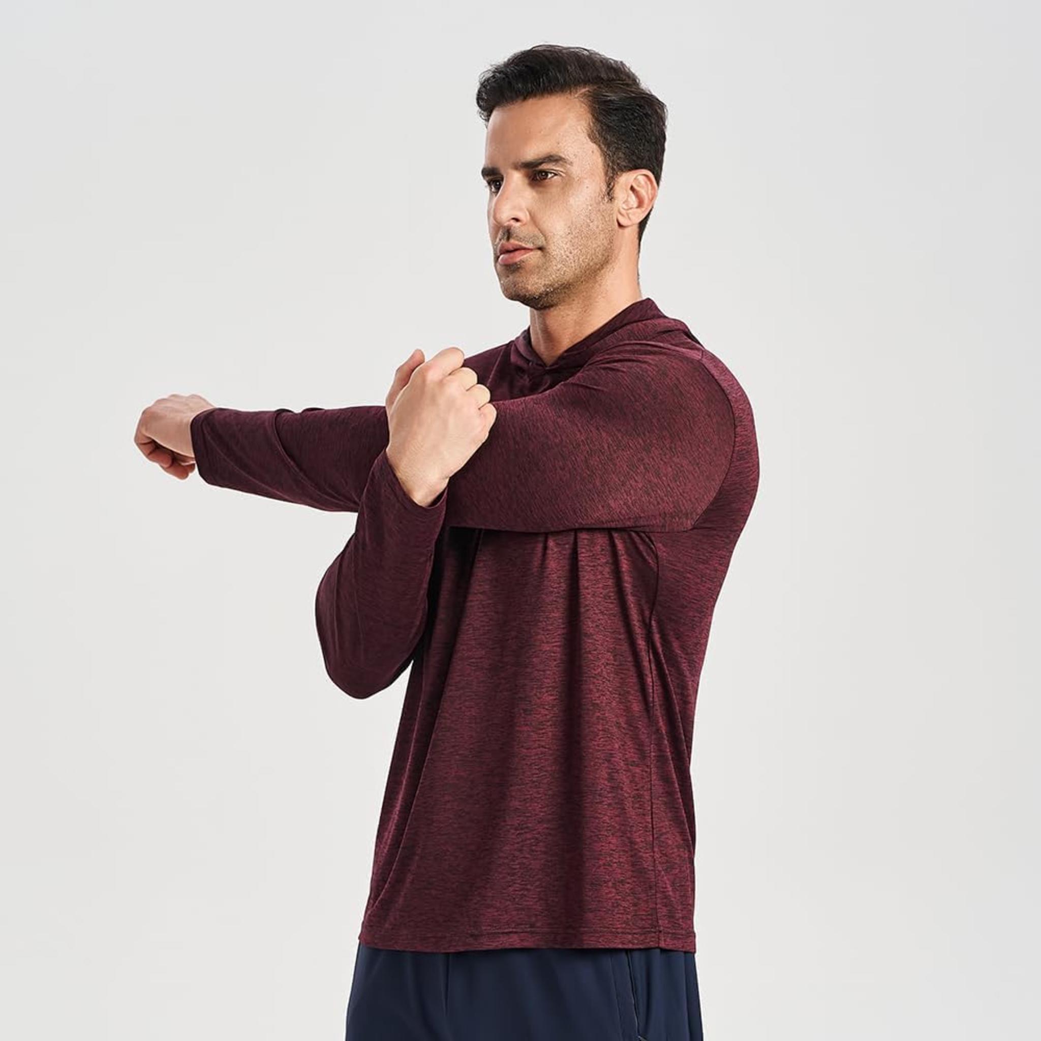 2-Pack Men's Athletic Hooded Shirts - Dry Fit Long Sleeve for Gym & Outdoor
