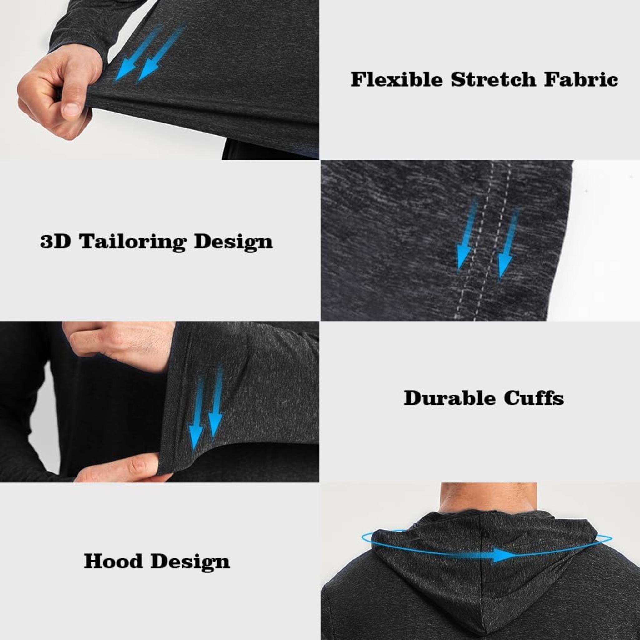 2-Pack Men's Athletic Hooded Shirts - Dry Fit Long Sleeve for Gym & Outdoor