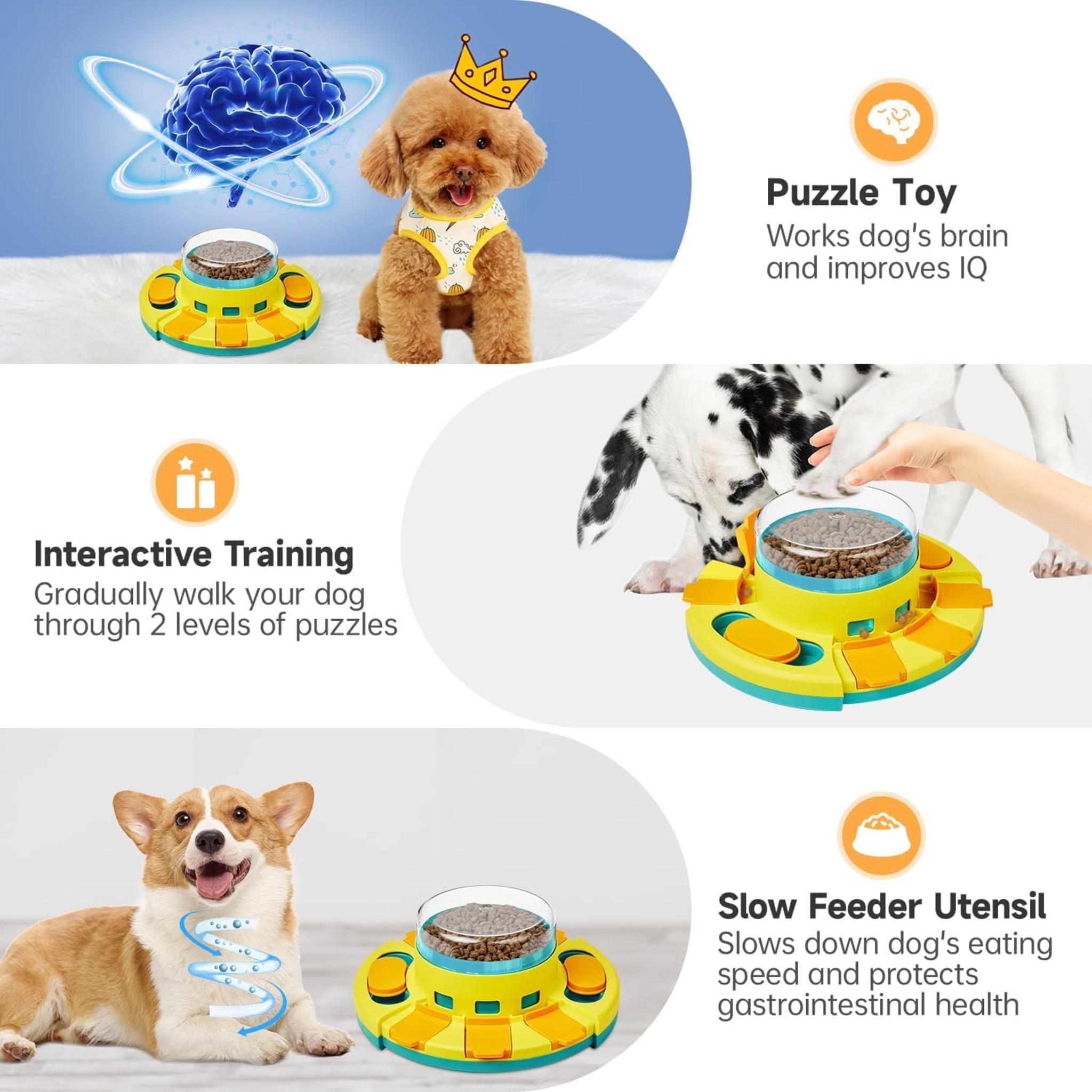 2-Level Dog Puzzle Toy with Slow Feeder for IQ Training