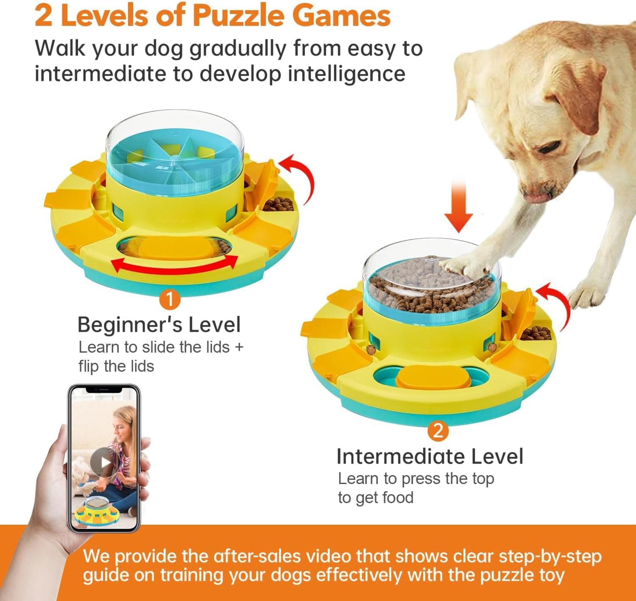 2-Level Dog Puzzle Toy with Slow Feeder for IQ Training