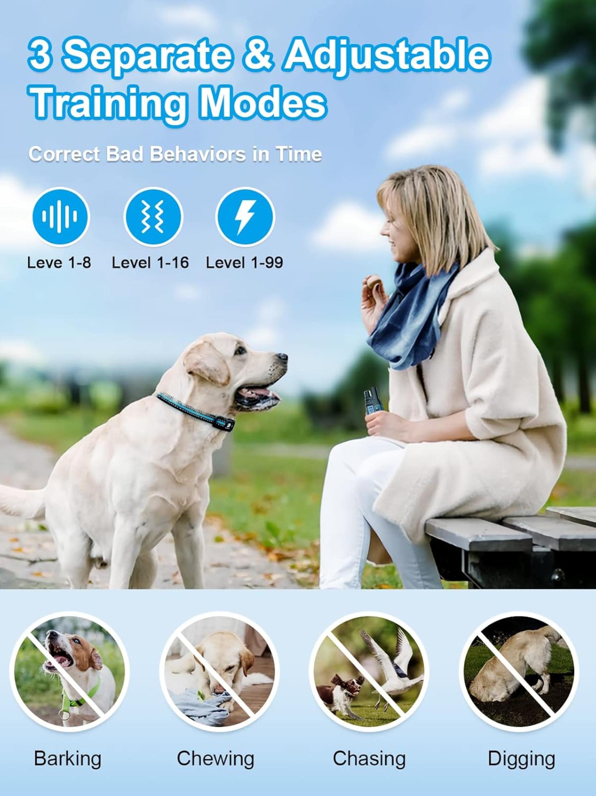 3300ft Range Dog Training Collar with 3 Modes for 2 Dogs