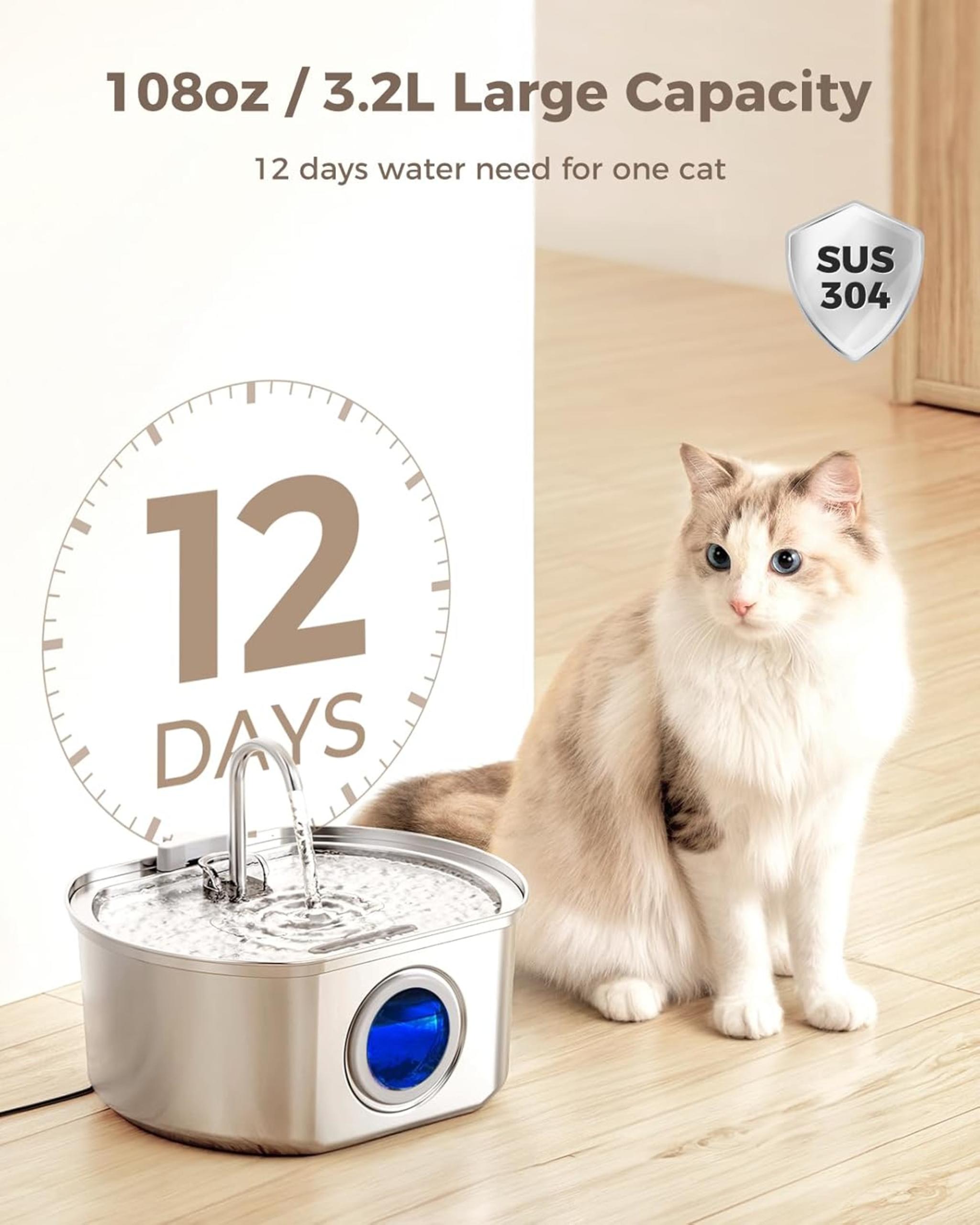 108oz Stainless Steel Pet Water Fountain