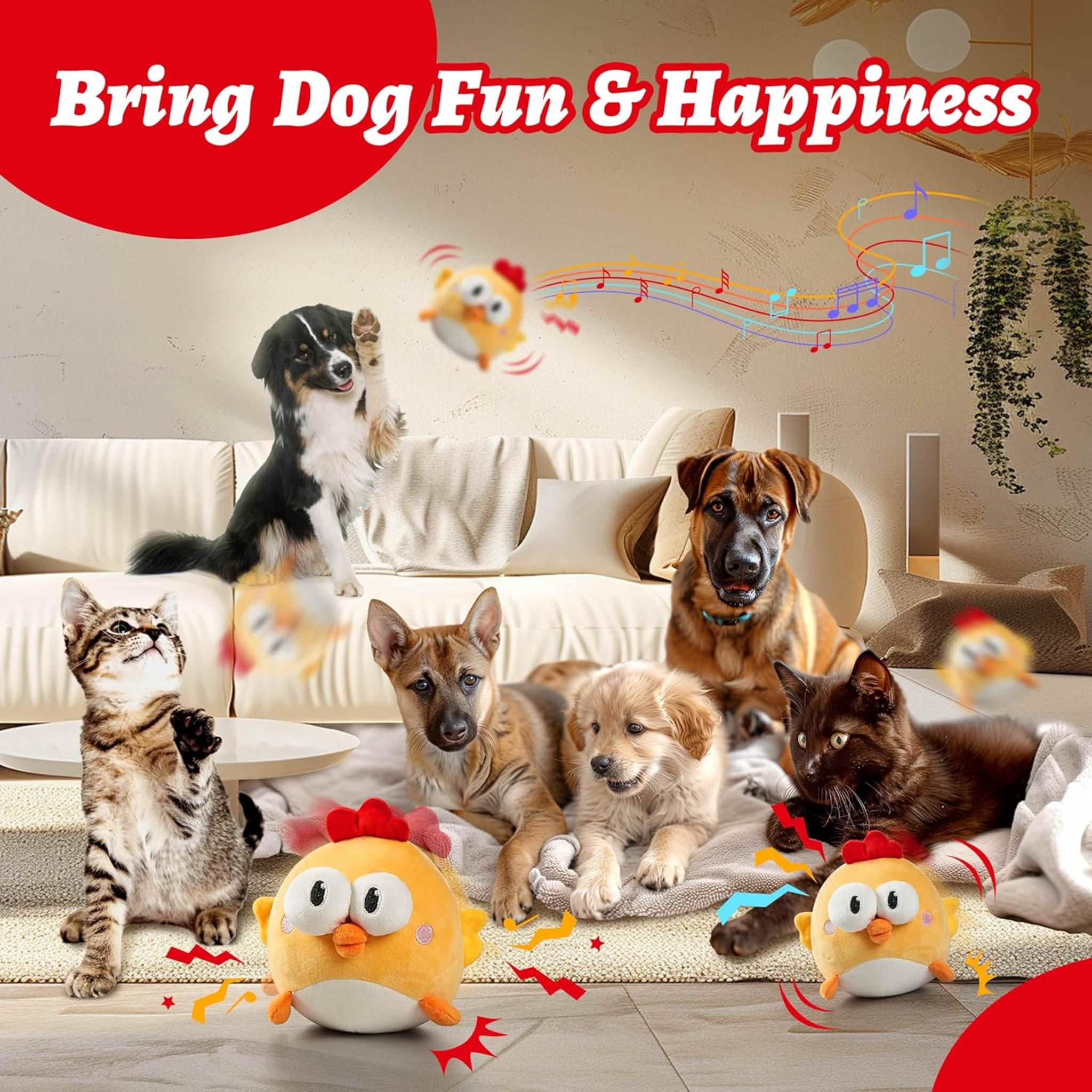 Interactive Squeaky Dog Ball Toy with Jumping & Music Modes