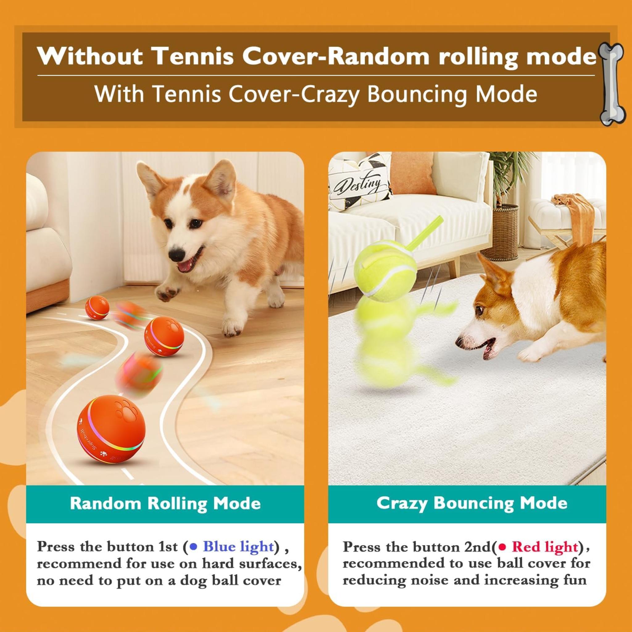 Interactive Dog Ball: Motion-Activated Rolling Toy with 2 Play Modes, USB Rechargeable