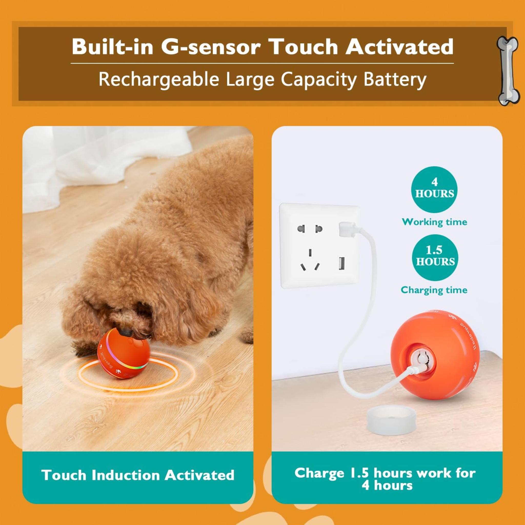 Interactive Dog Ball: Motion-Activated Rolling Toy with 2 Play Modes, USB Rechargeable