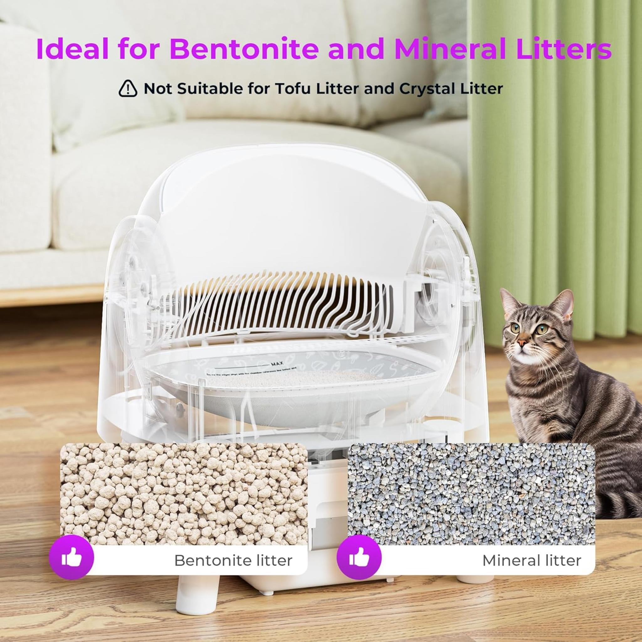 Automatic Self-Cleaning Cat Litter Box - Open Top Design for Multiple Cats