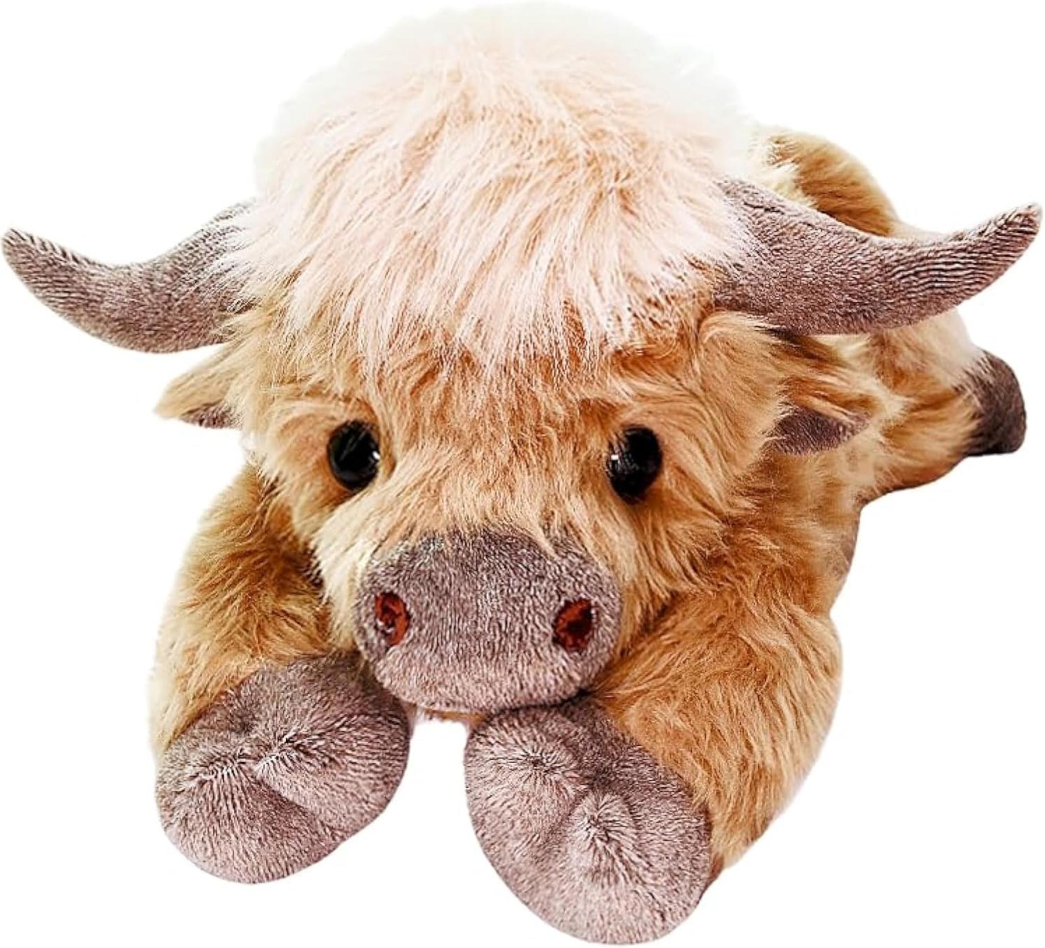 20" Highland Cow Weighted Stuffed Animal with Microwavable Heating Pad, 4lb Coolable Plush for Kids & Adults
