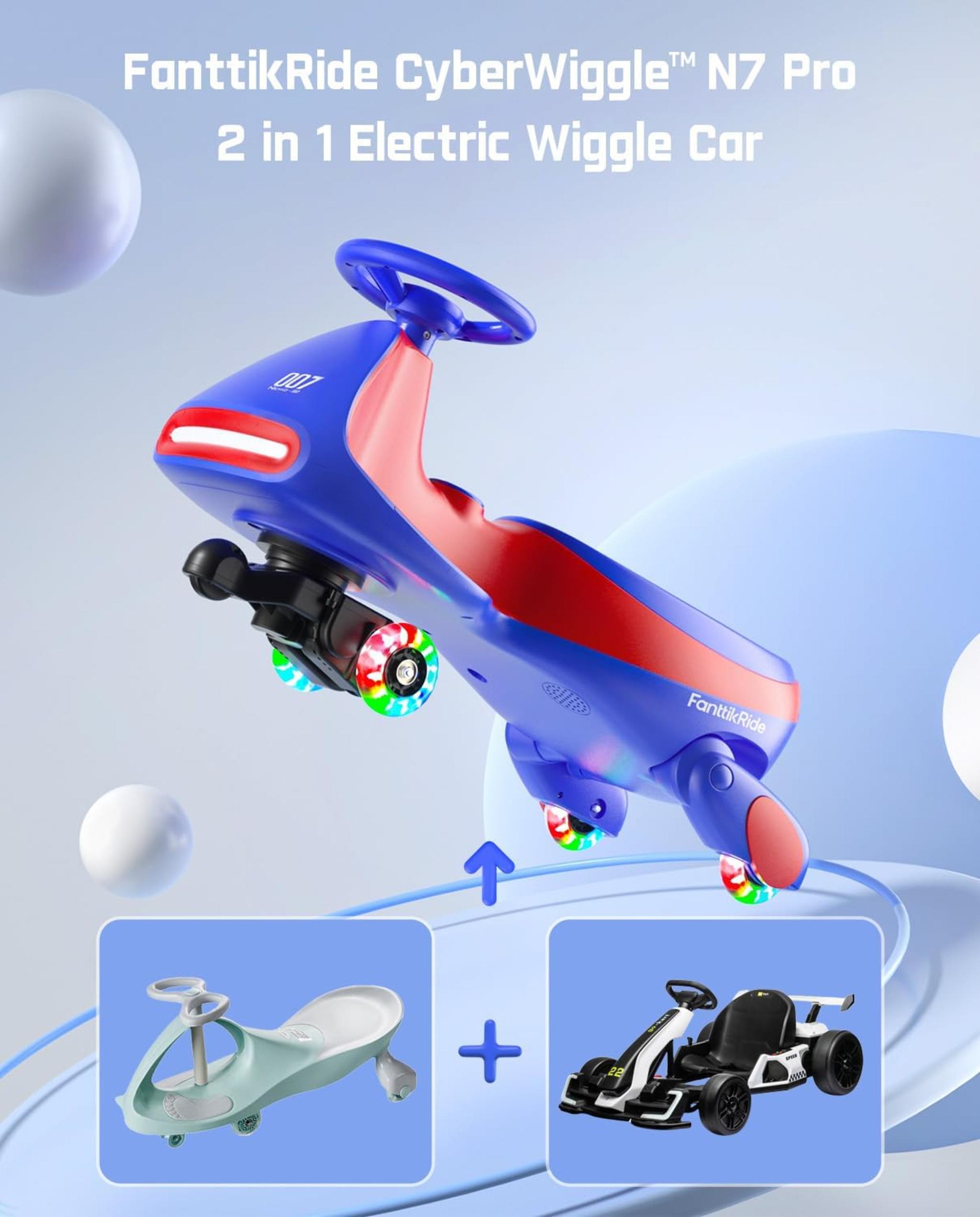 Electric Wiggle Car with Pedal - 2-in-1 Swing Car with 360° Steering & Bluetooth