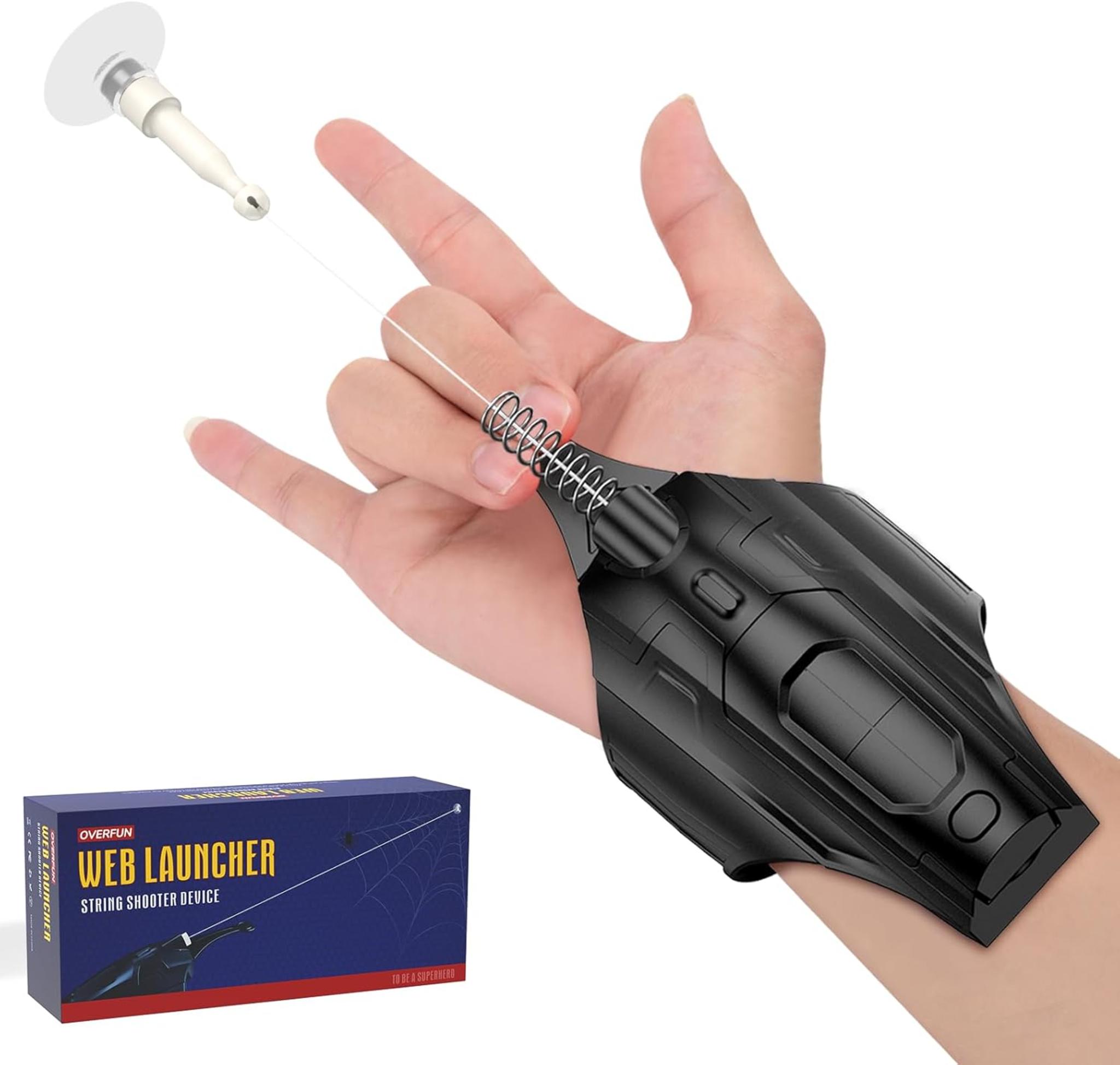 Upgraded Web Launcher Toy with Magnetic Projectile and Rechargeable Motor for Superhero Role-Play