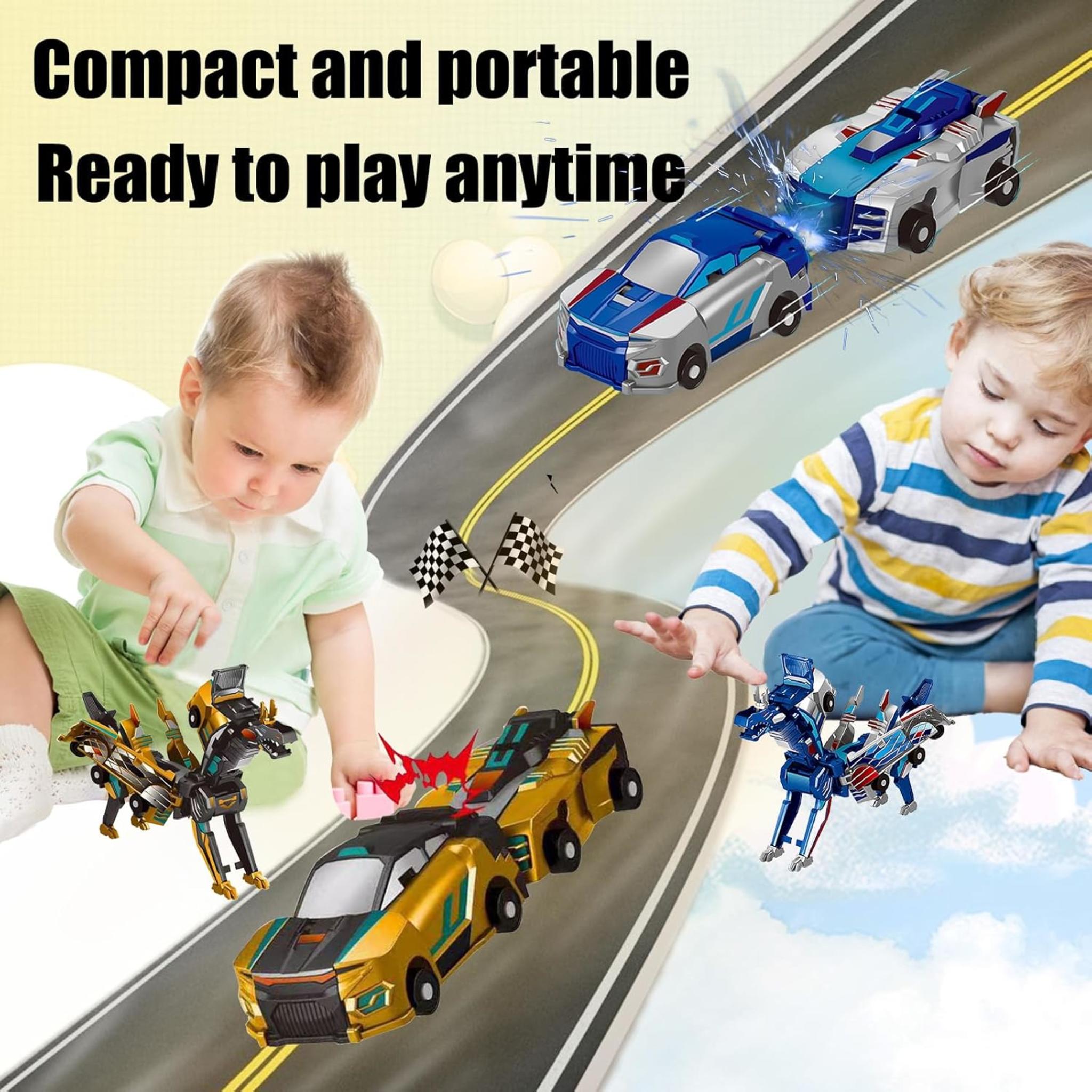 2-in-1 Magnetic Collision Dinosaur Car Toy | Transformable Robot Toy for Kids