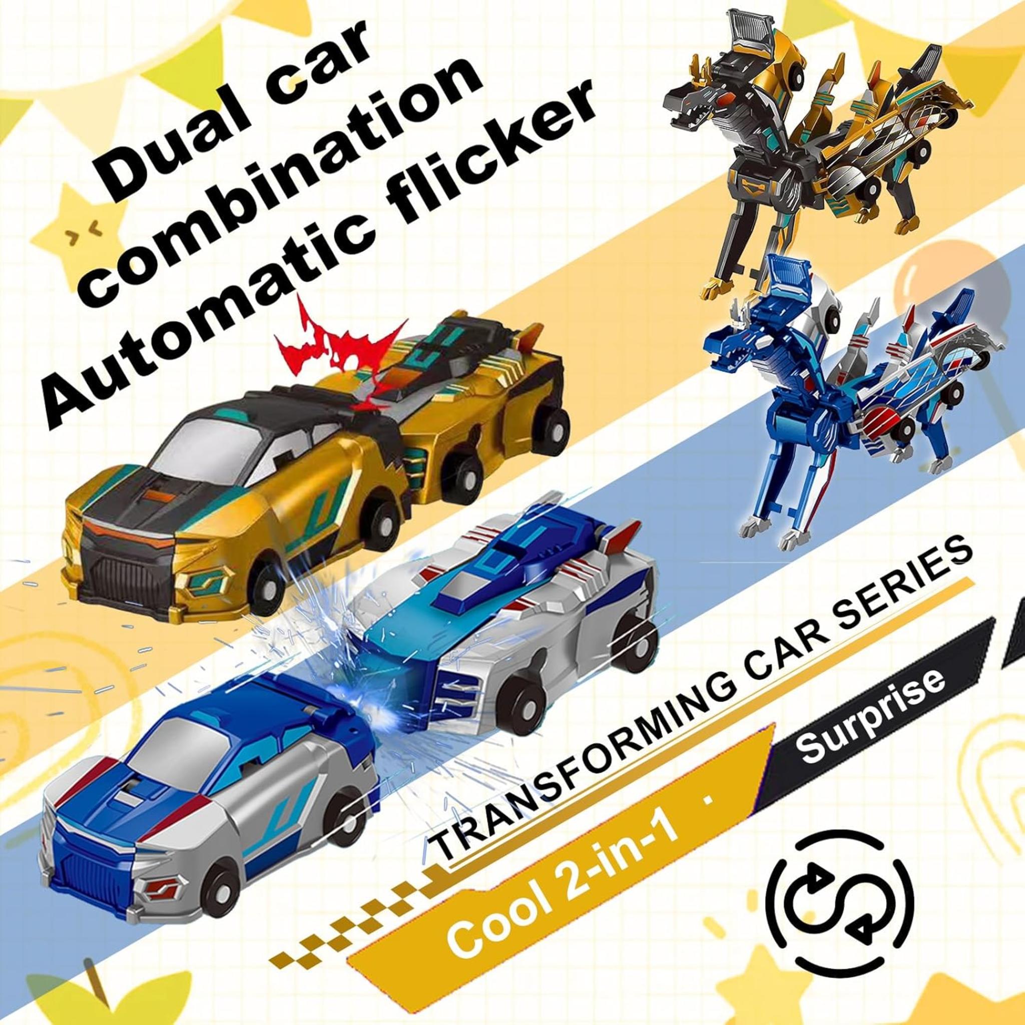 2-in-1 Magnetic Collision Dinosaur Car Toy | Transformable Robot Toy for Kids