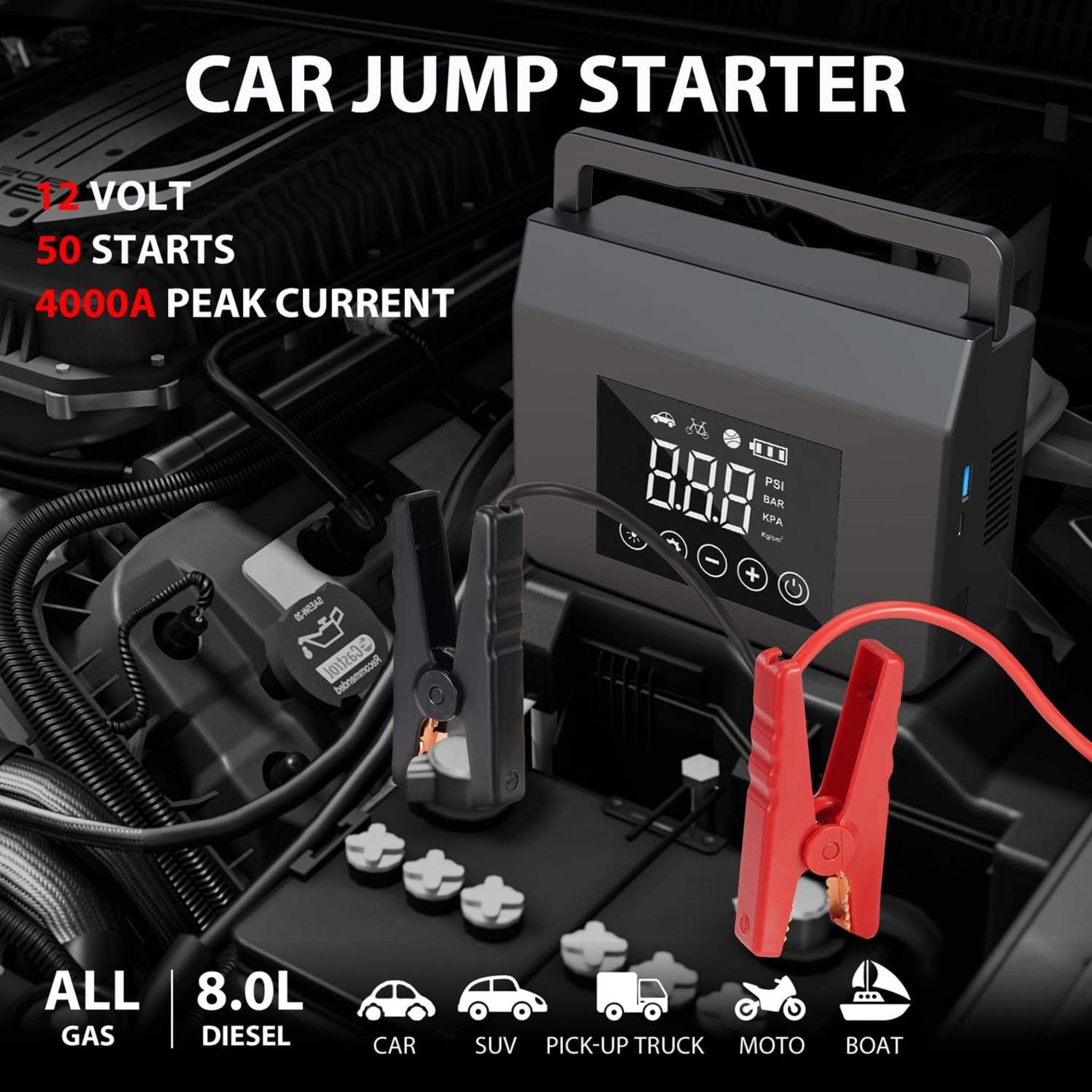 4000A Car Jump Starter with 150PSI Air Compressor