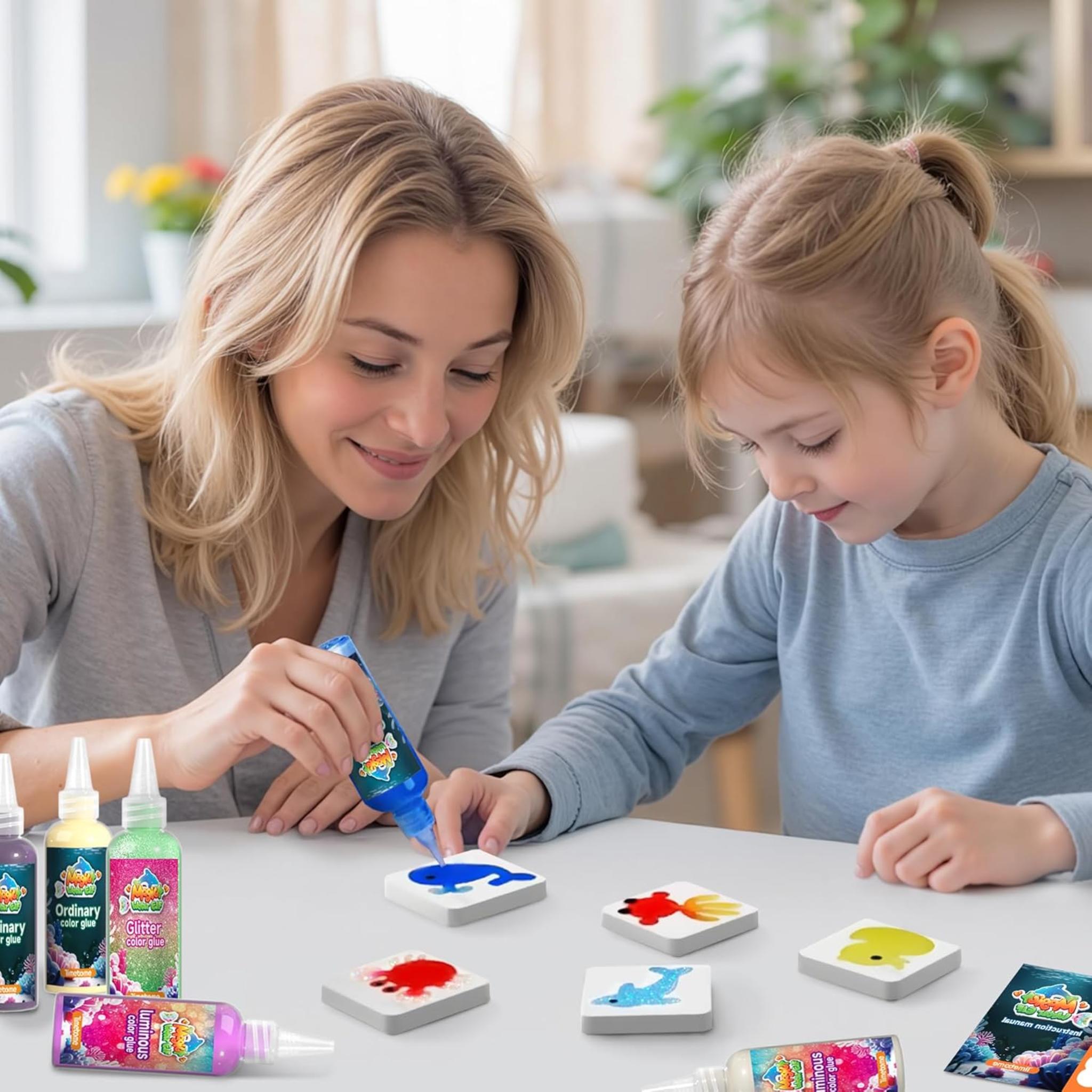 Magic Water Elf Toy Kit - 20 Gels with Glow & Glitter, 10 Molds DIY Squishy Maker