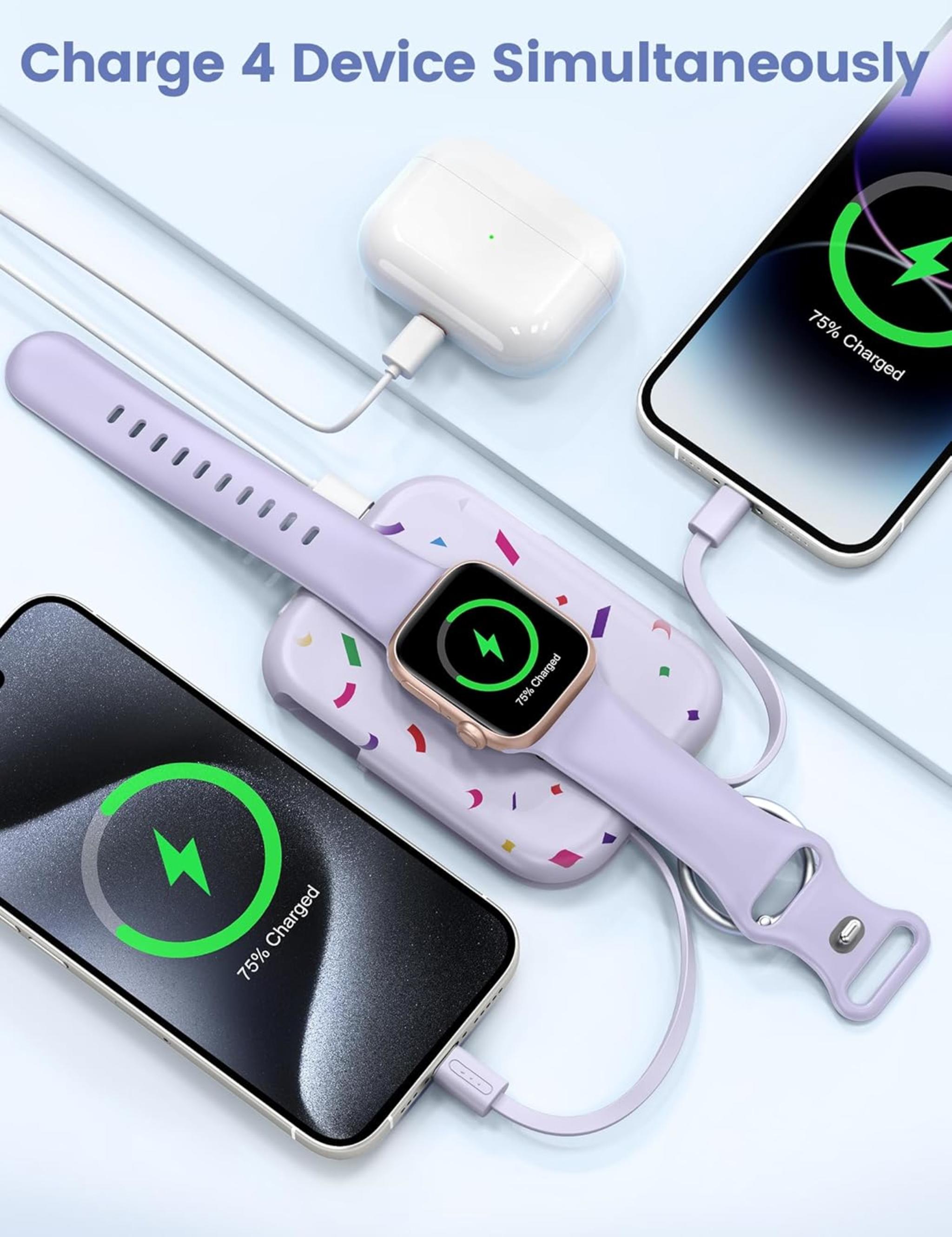 5000mAh Portable Charger with Built-in Cables