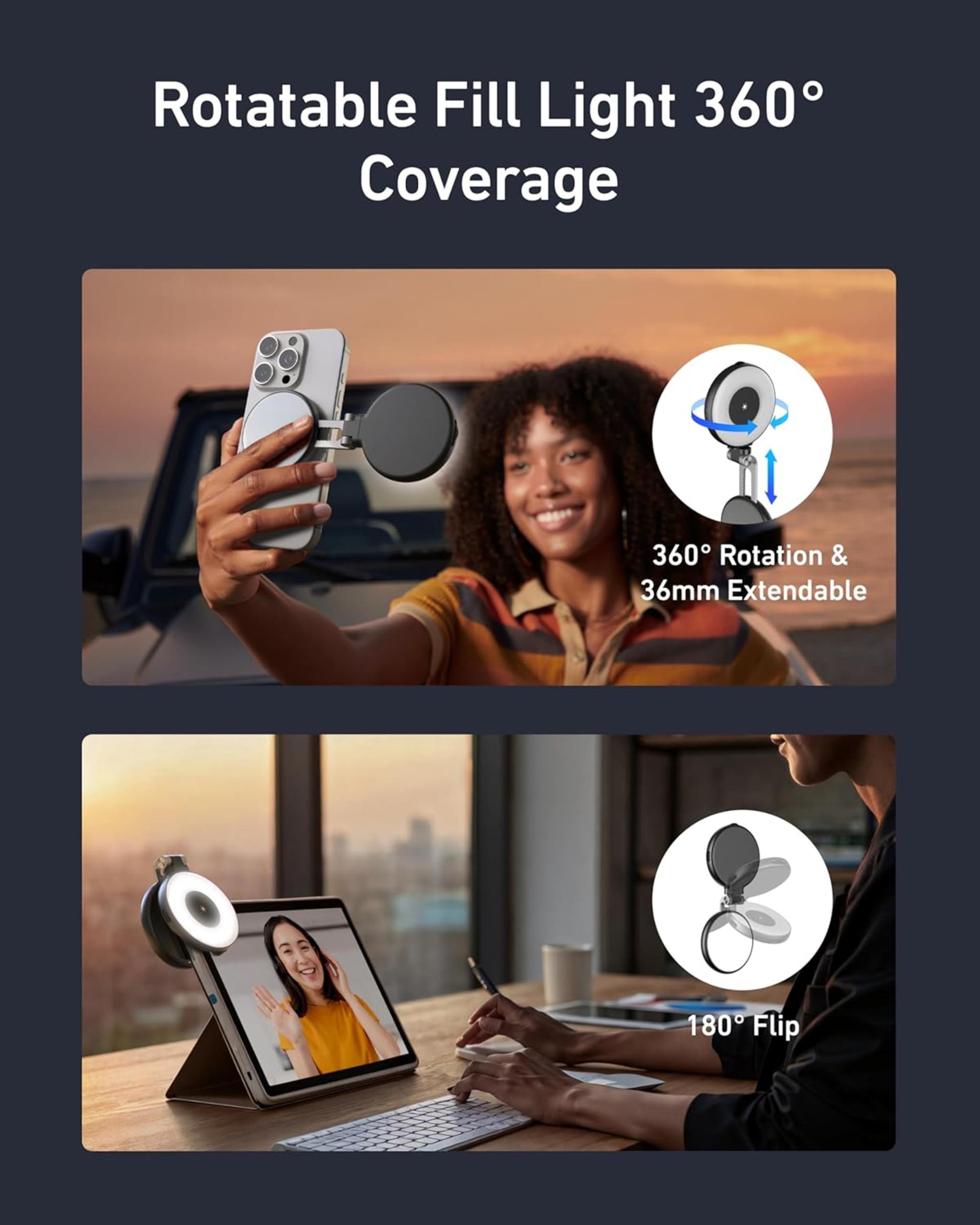 Magnetic Phone Selfie Light with Mirror