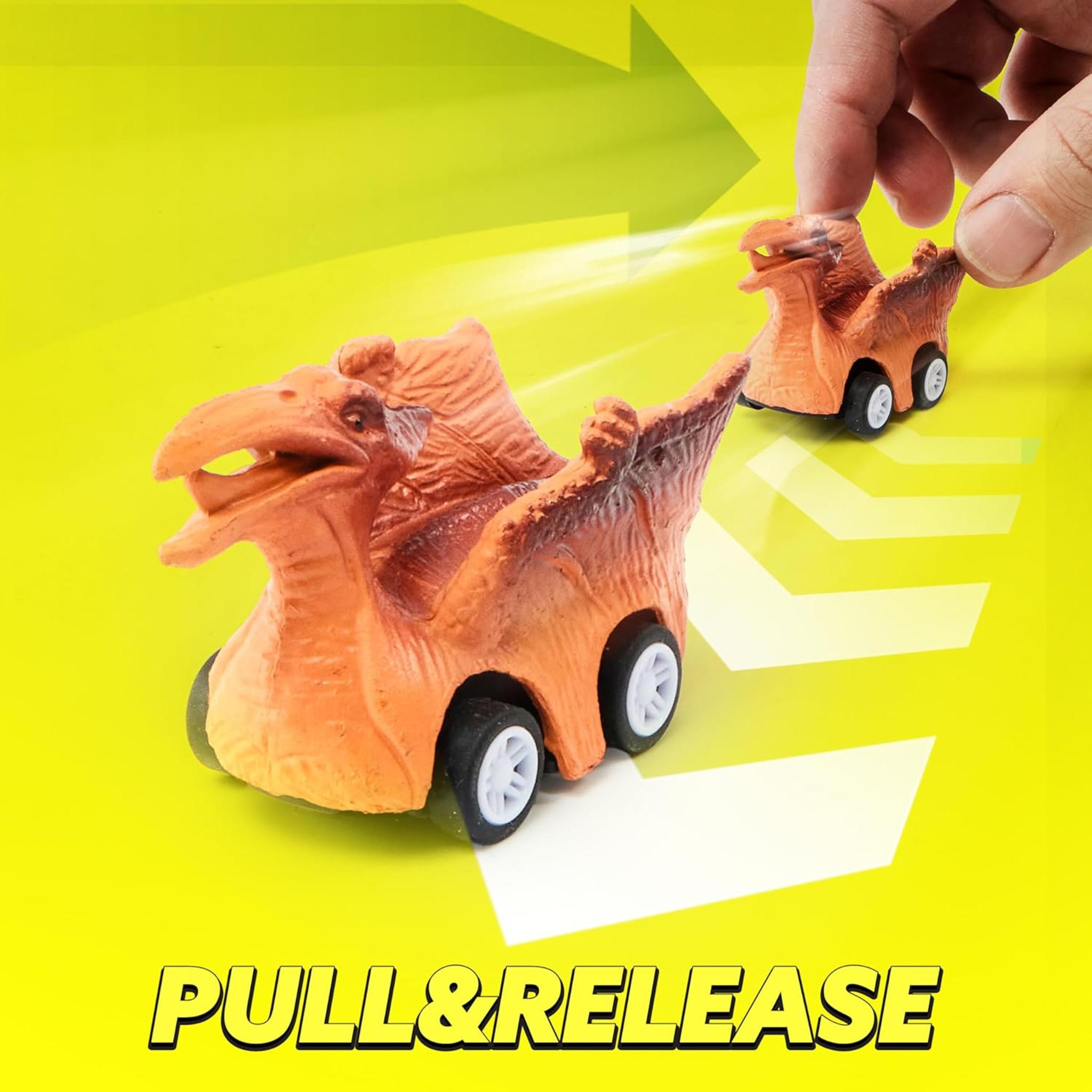 13-in-1 Dinosaur Transport Truck with 12 Pull Back Cars & Sounds