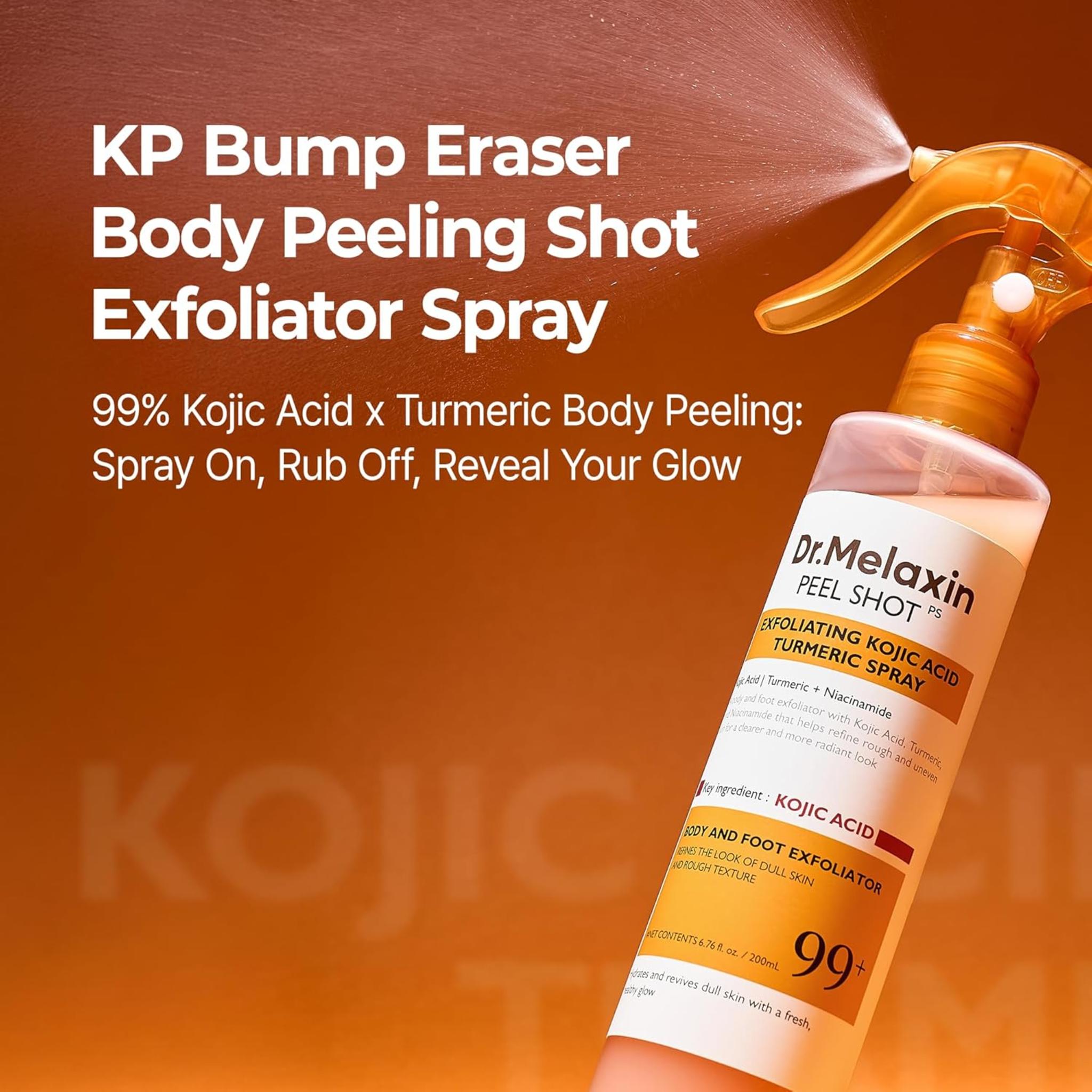 Korean Kojic Acid & Turmeric Exfoliating Body Spray with Keratin Care