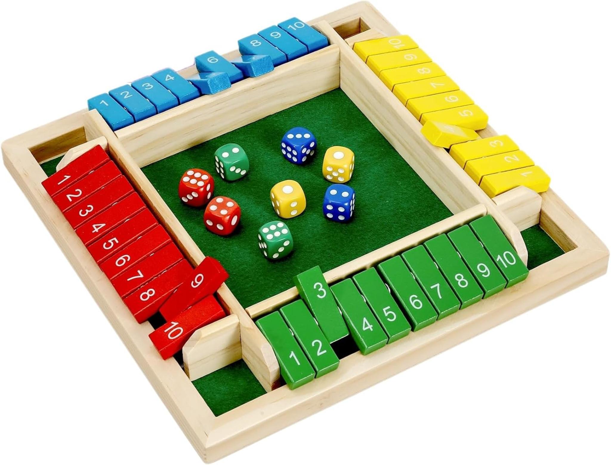 Shut The Box Dice Game for 1-4 Players, Classic Wooden Board Game for Family & Pub Nights