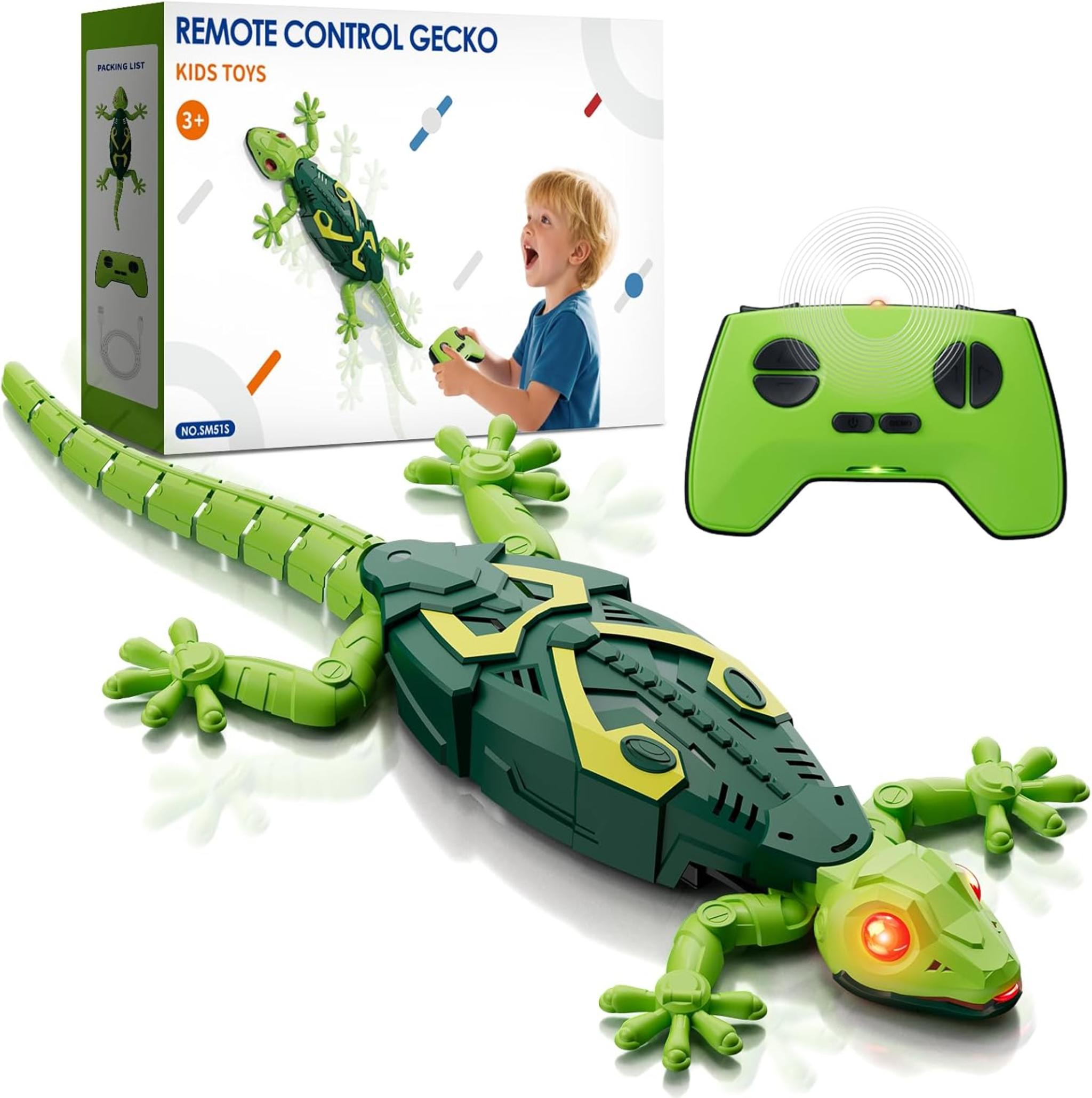 Remote Control Gecko Robot Toy, Rechargeable Wall Climbing RC Animal for Kids Ages 4-8