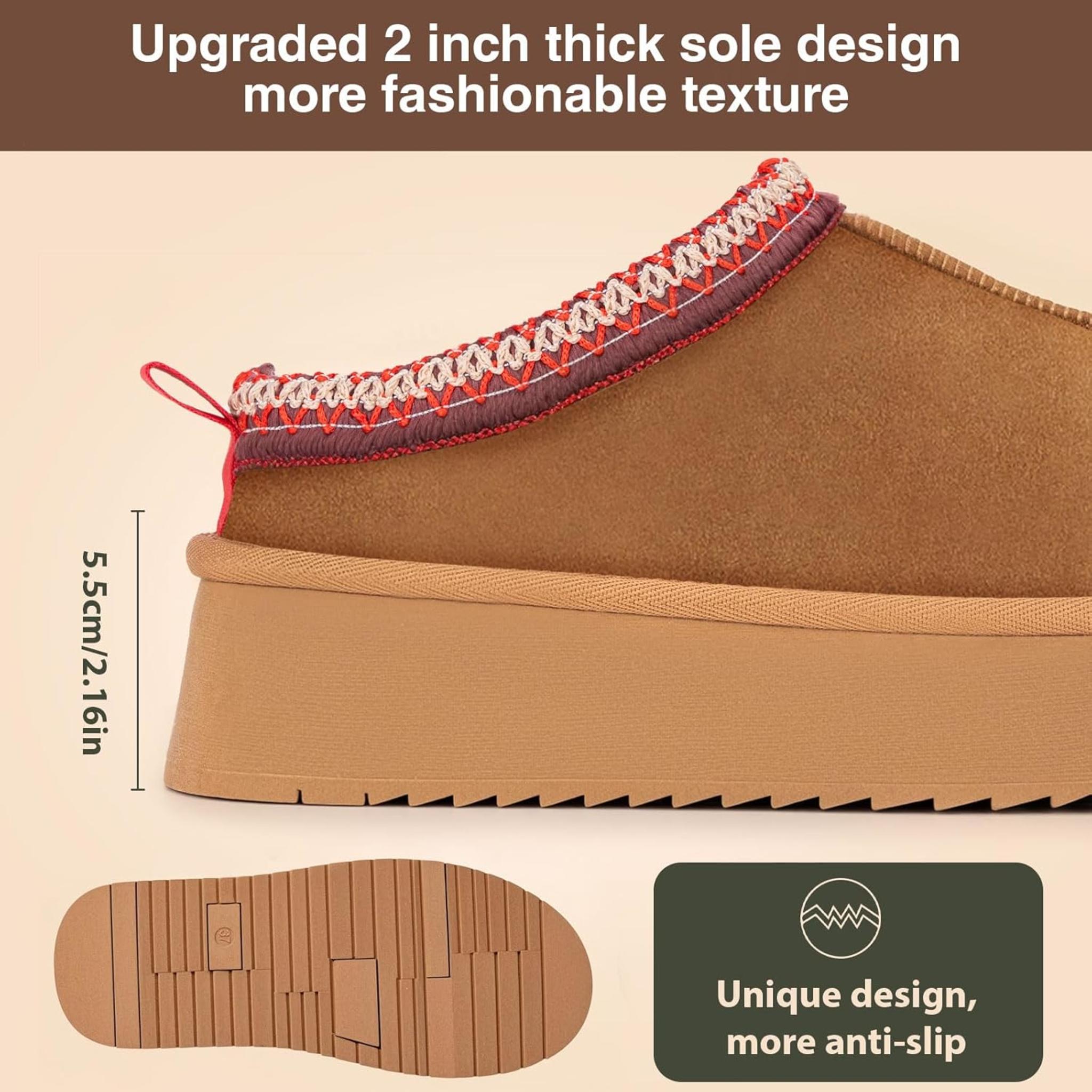 Women's Platform Slipper Boots - Fluffy Warm Winter Ankle Boots