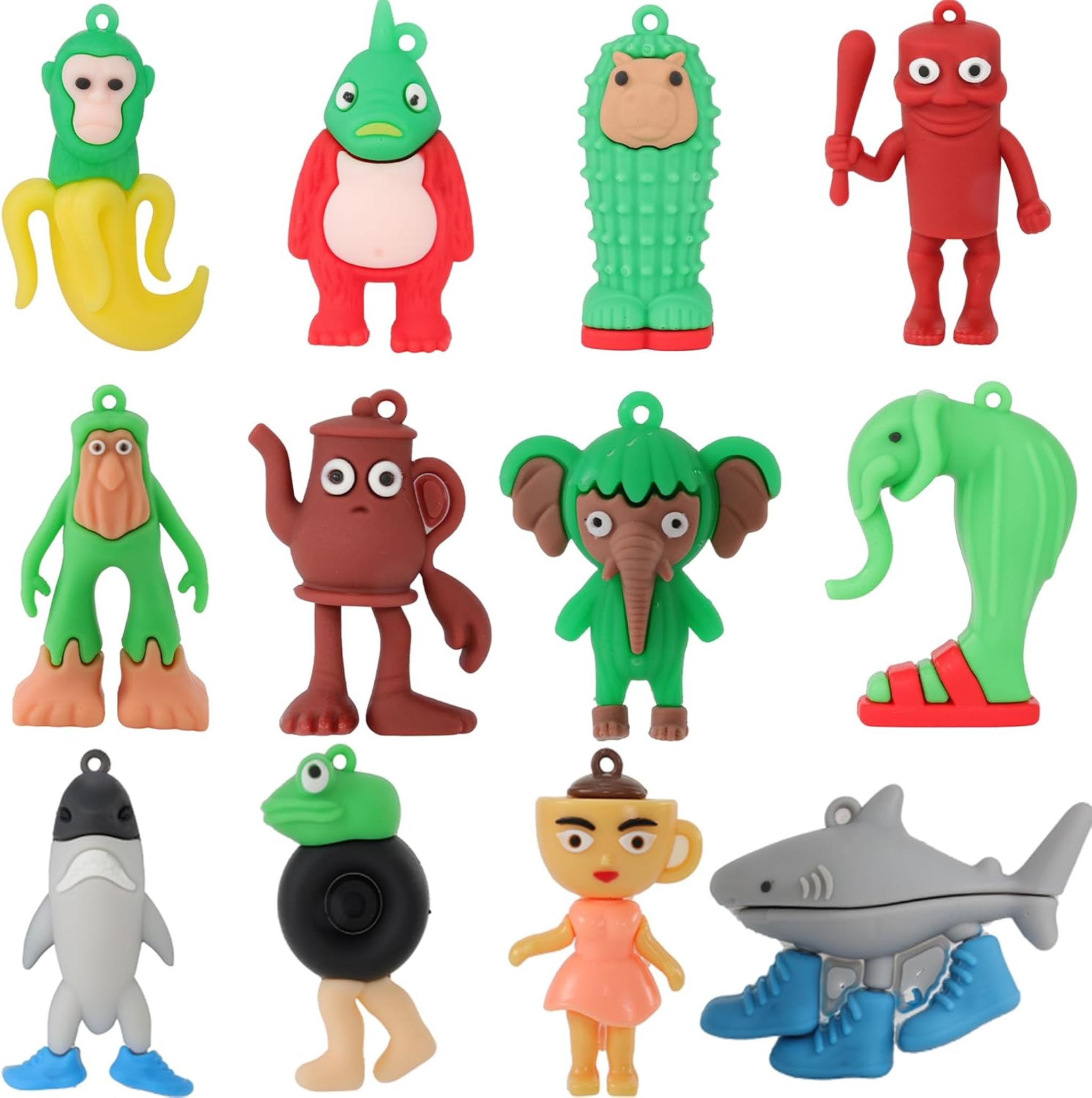 12PCS Italian Meme Action Figures, 2.5in Funny Shark Toys, Multi-Use Keychain Decor for Office & Room