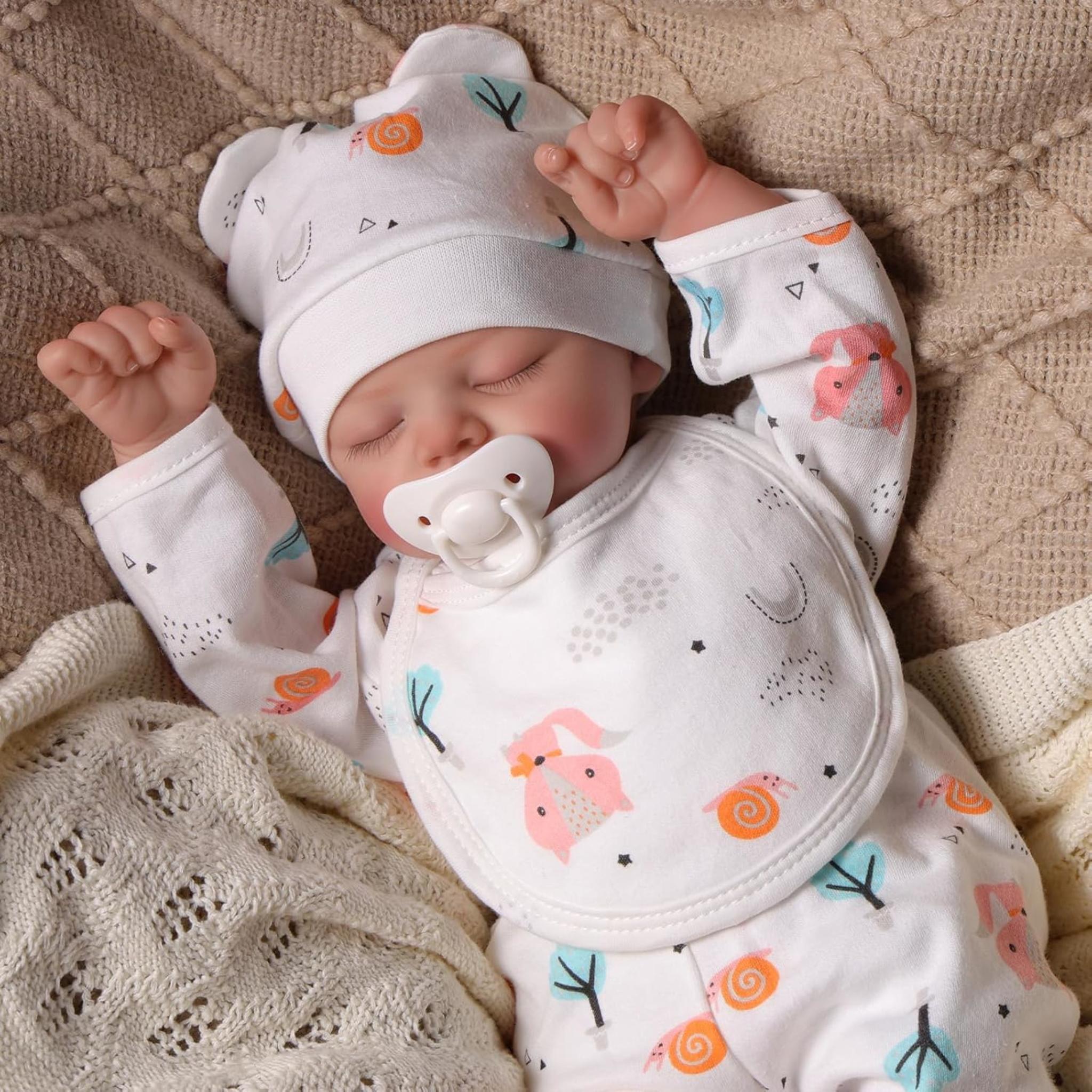 17 Inch Realistic Sleeping Newborn Baby Doll with Soft Poseable Body & Accessories