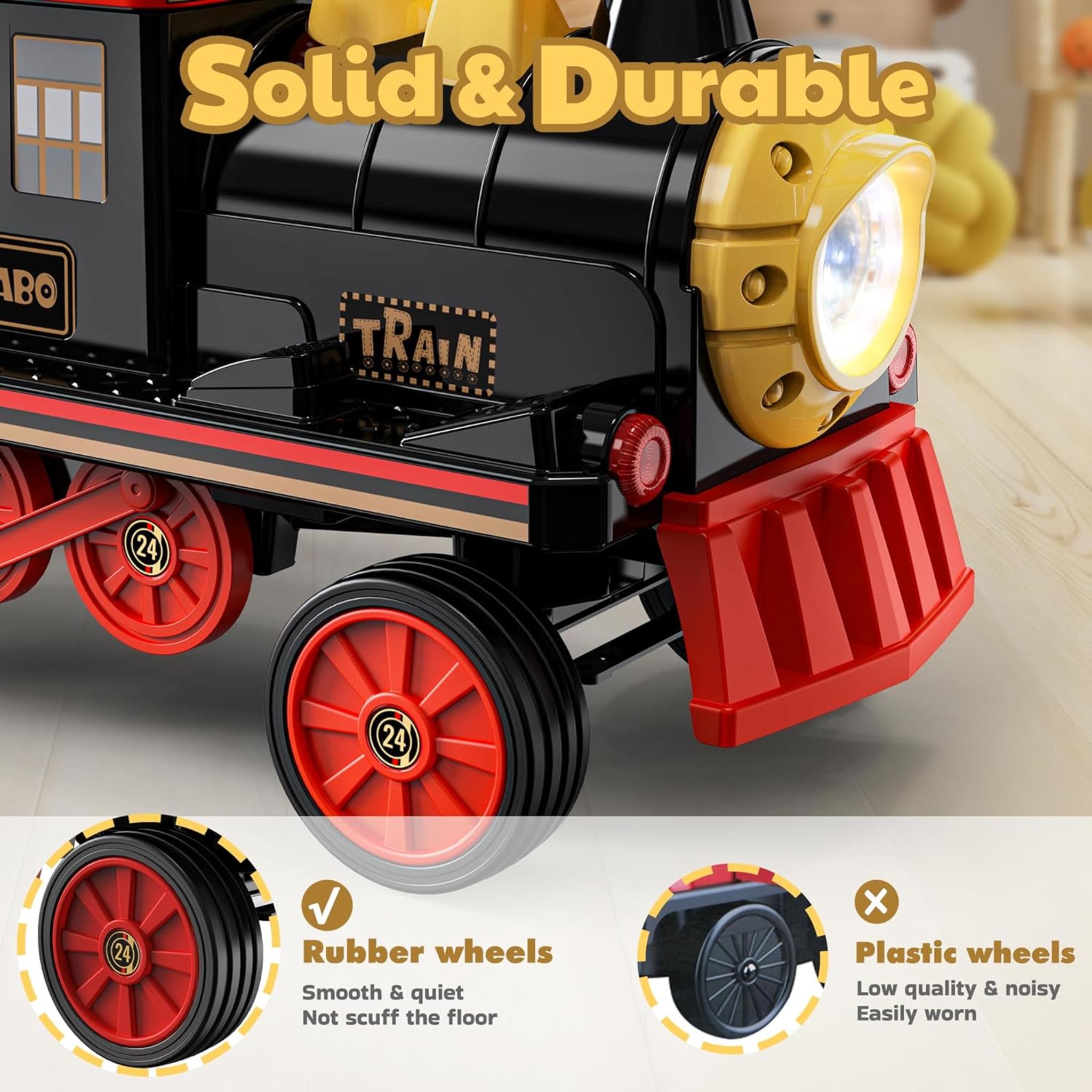 12V 2-Seater Kids Ride-On Train with Adjustable Seat & Music