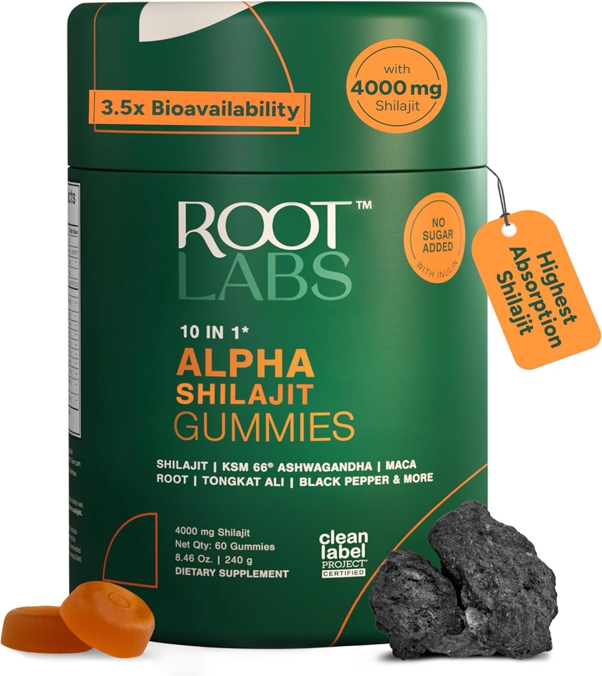 10-in-1 Himalayan Shilajit Gummies | 4000mg Pure Shilajit, Tongkat Ali, Maca | Vegan Sugar-Free