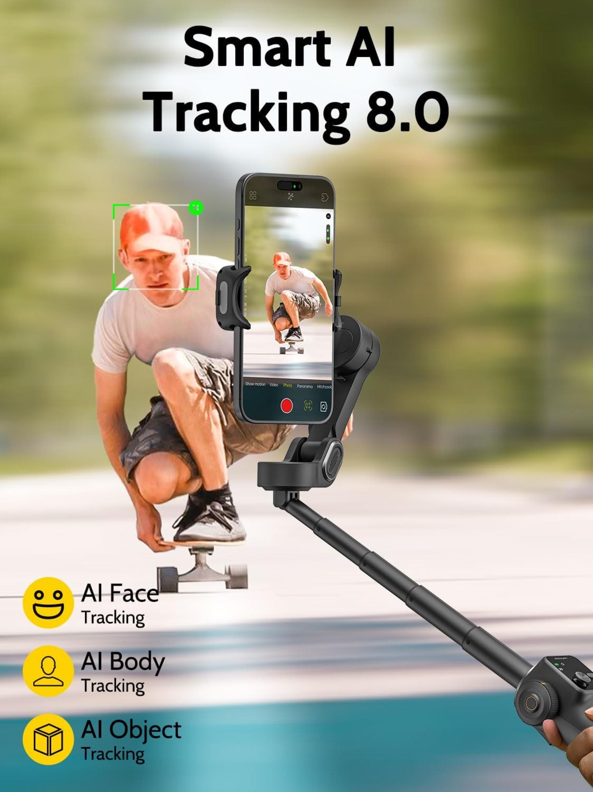 3-Axis Smartphone Gimbal with Built-in Extension Rod