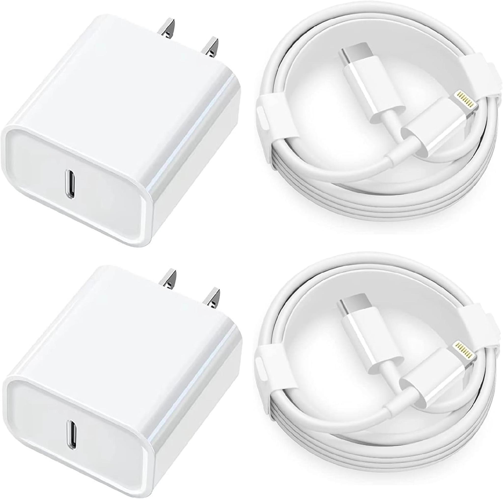 MFi Certified 20W Fast Charger Block 2-Pack with 6FT USB-C to Lightning Cable