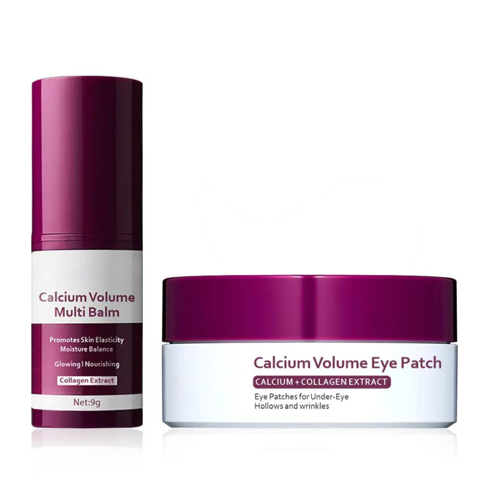 60-Piece Calcium Eye Patch & Multi Balm Set, Anti-Aging Firming Treatment for Eyes, Neck, Face