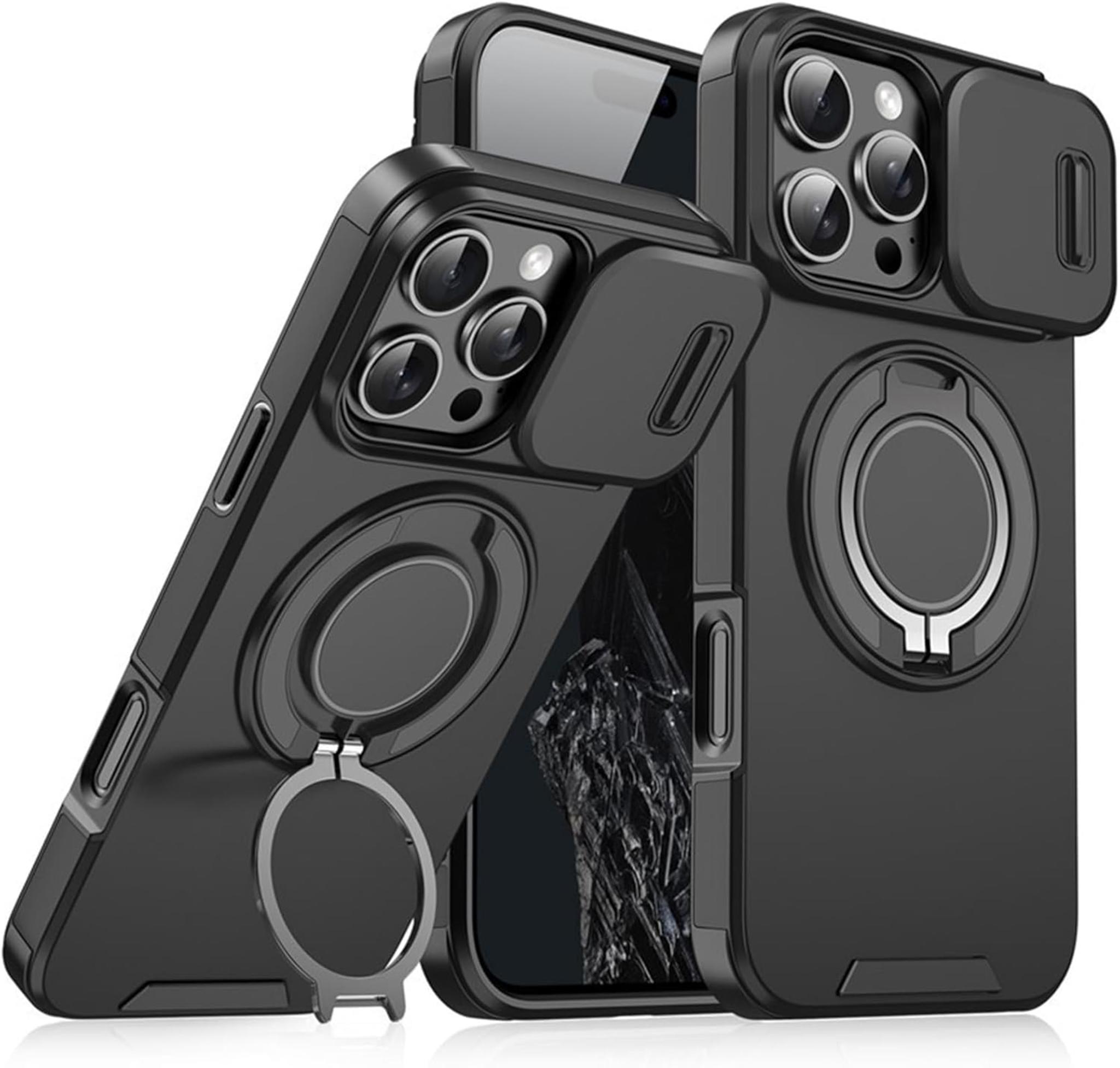 Military-Grade Protective Case with Sliding Camera Cover & Rotatable Kickstand