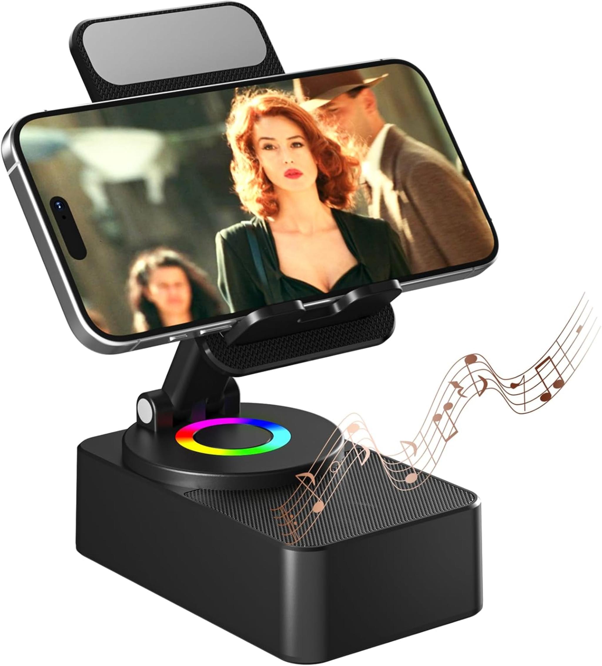 4-in-1 Wireless Bluetooth Speaker Phone Stand with LED Lights and Anti-Slip Base