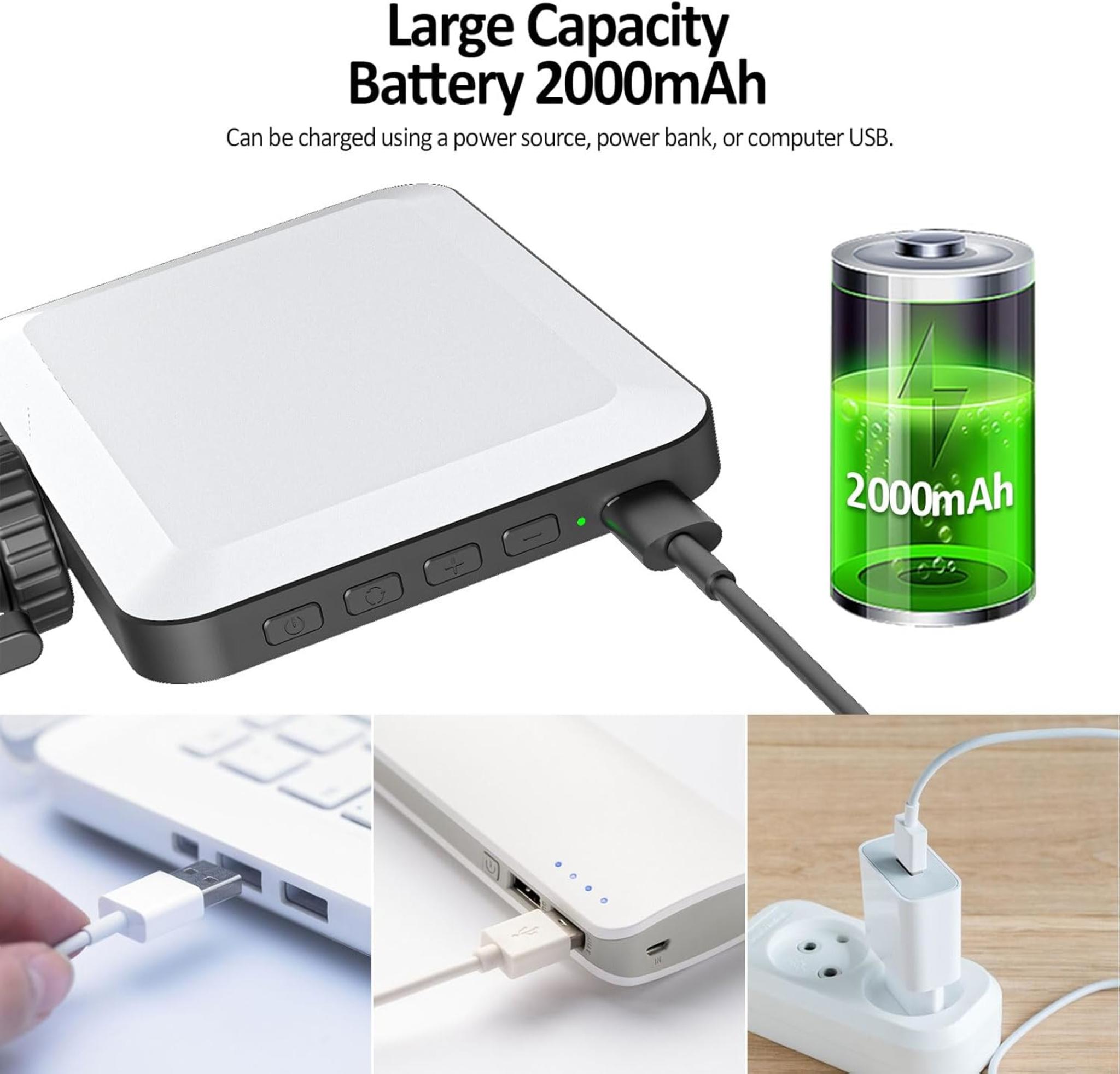 Rechargeable Clip-On Selfie Light with 3 Modes, 10 Brightness Levels, 2000mAh Battery