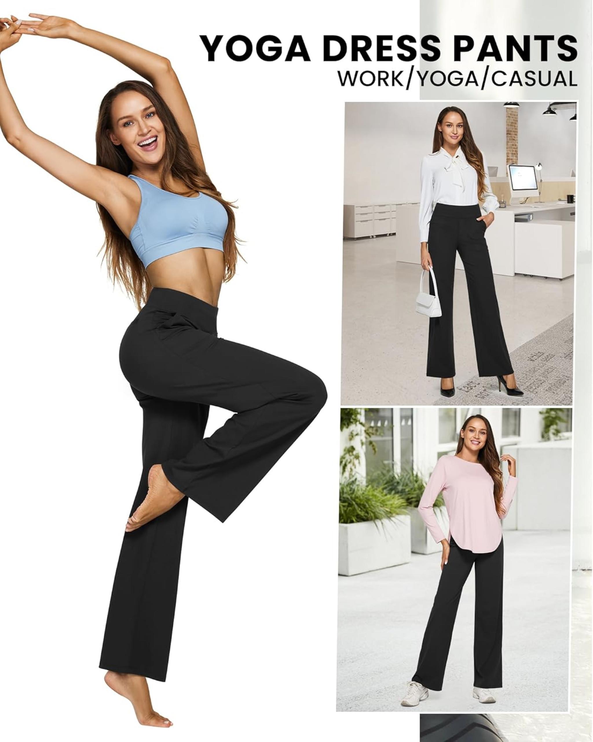 High Waist Wide Leg Yoga Pants with Pockets