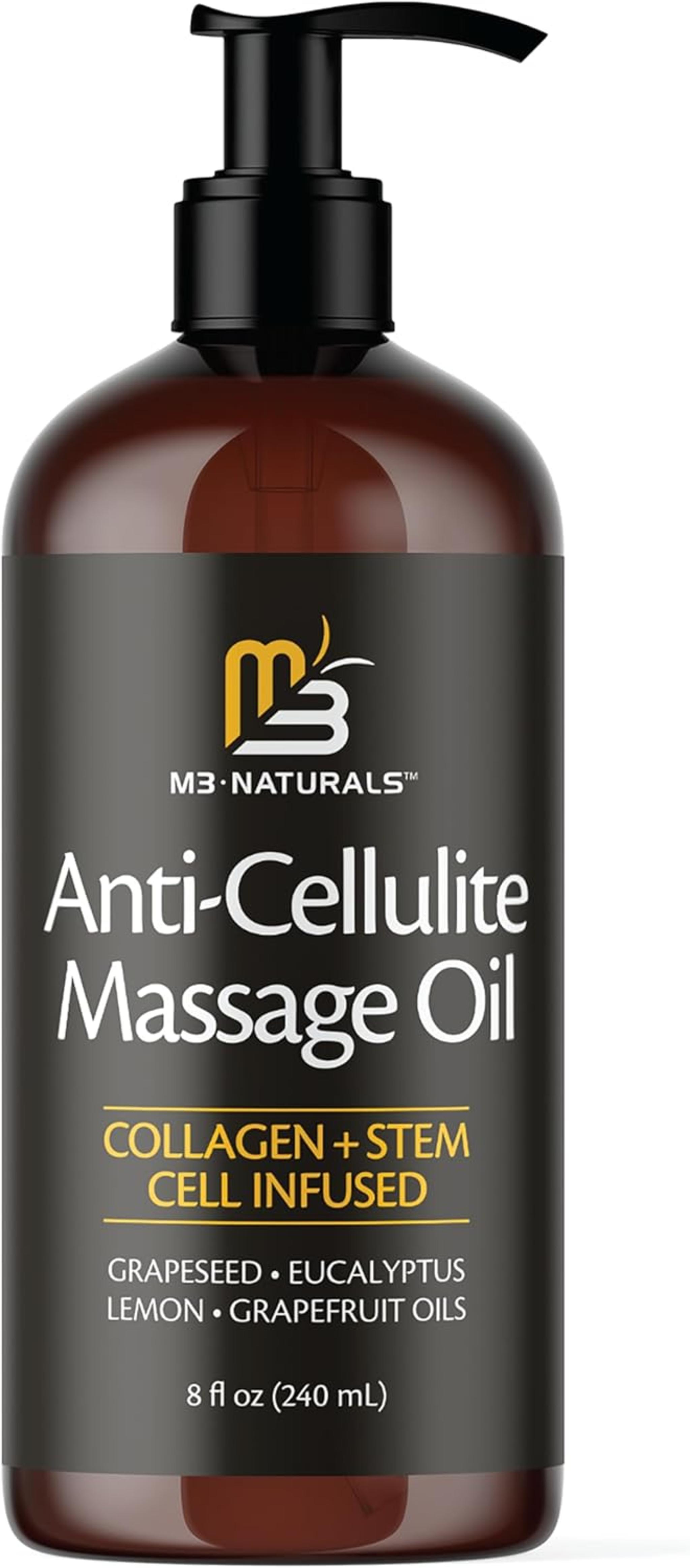 Firming Body Massage Oil with Collagen & Stem Cell - Smooths Cellulite & Improves Skin Texture - 8 Fl Oz