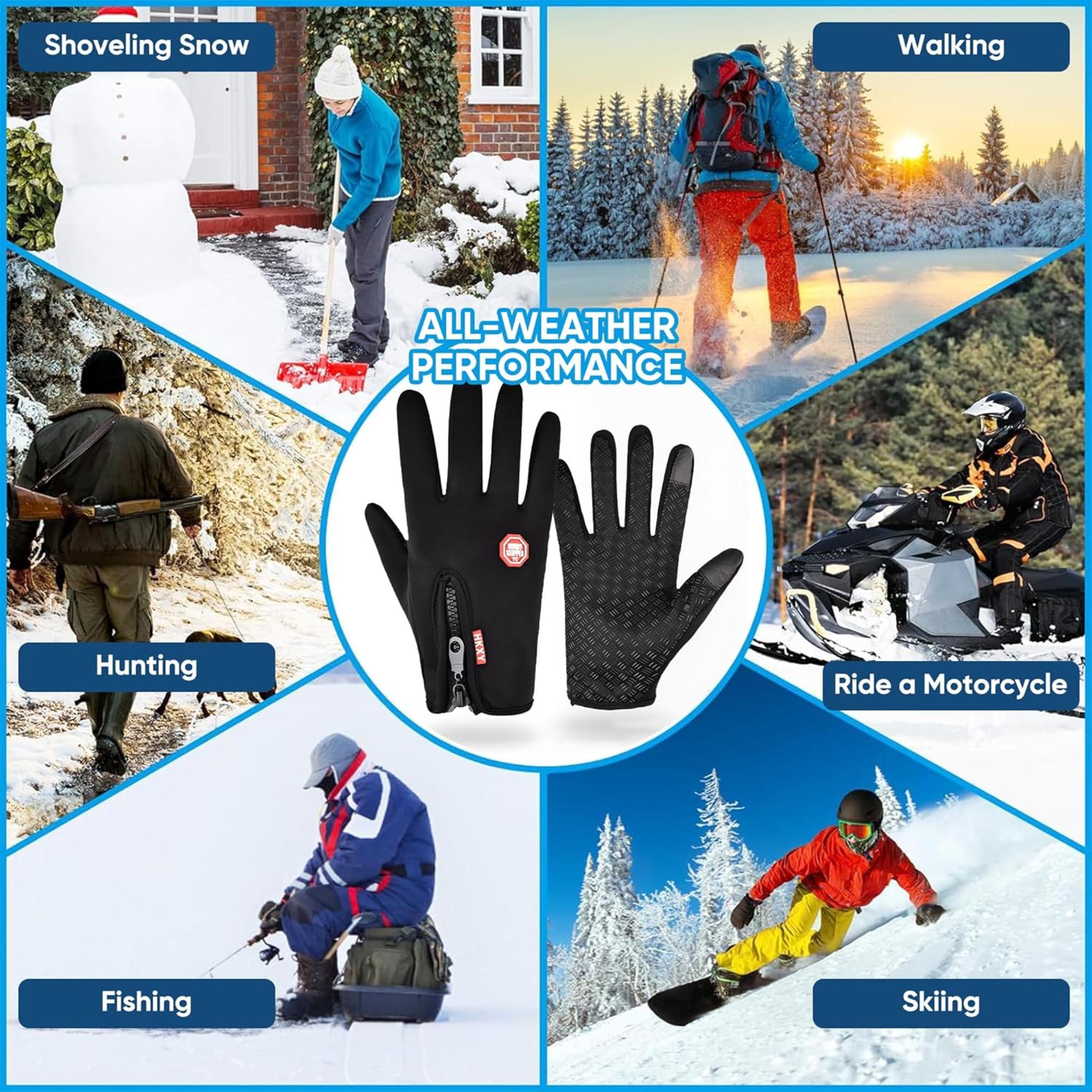 Waterproof Windproof Thermal Winter Gloves with Touchscreen & Anti-Slip Grip