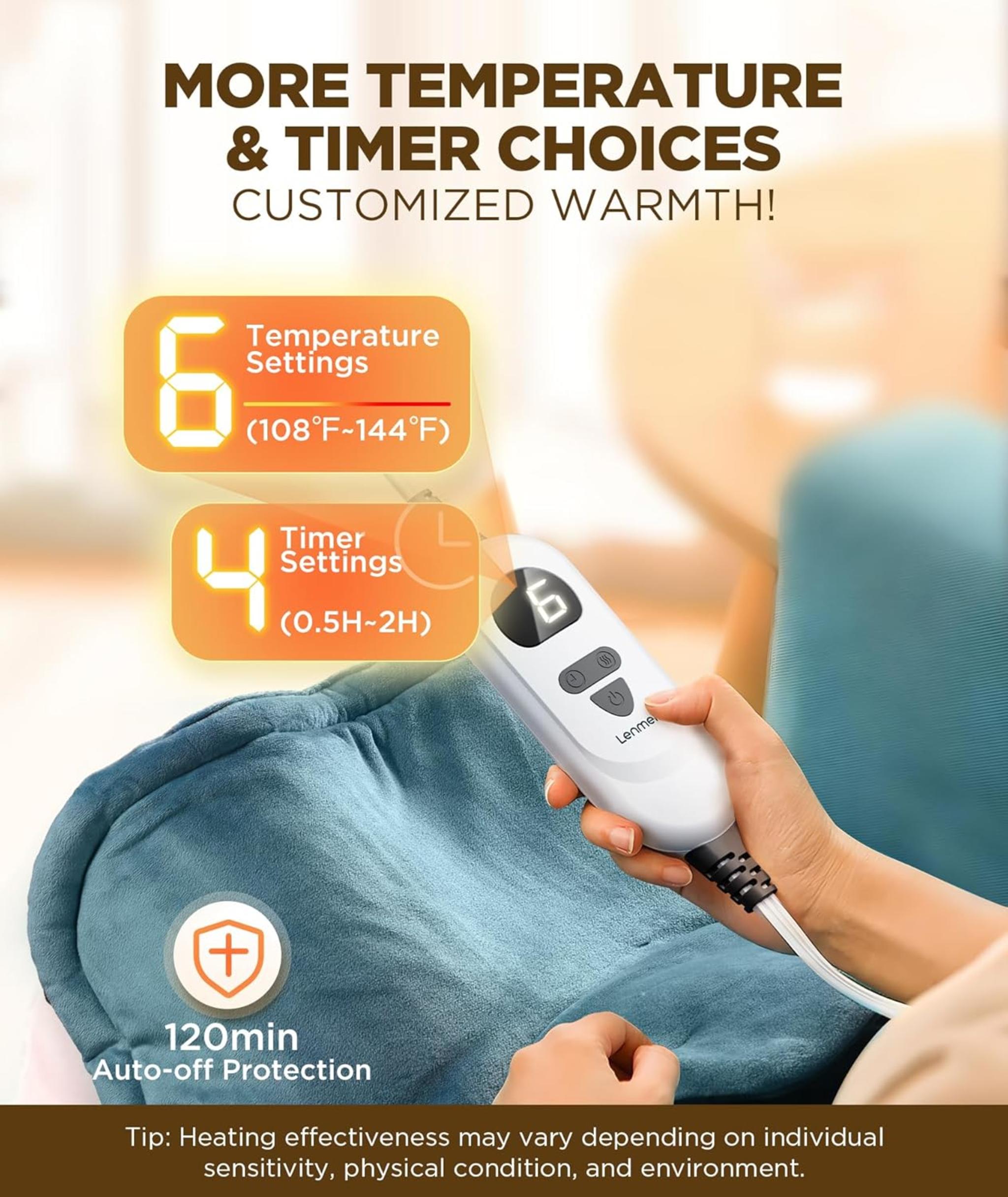Graphene-Infused Weighted Heating Pad with 6 Heat Settings & Auto-Off Timer for Neck & Shoulder Pain Relief
