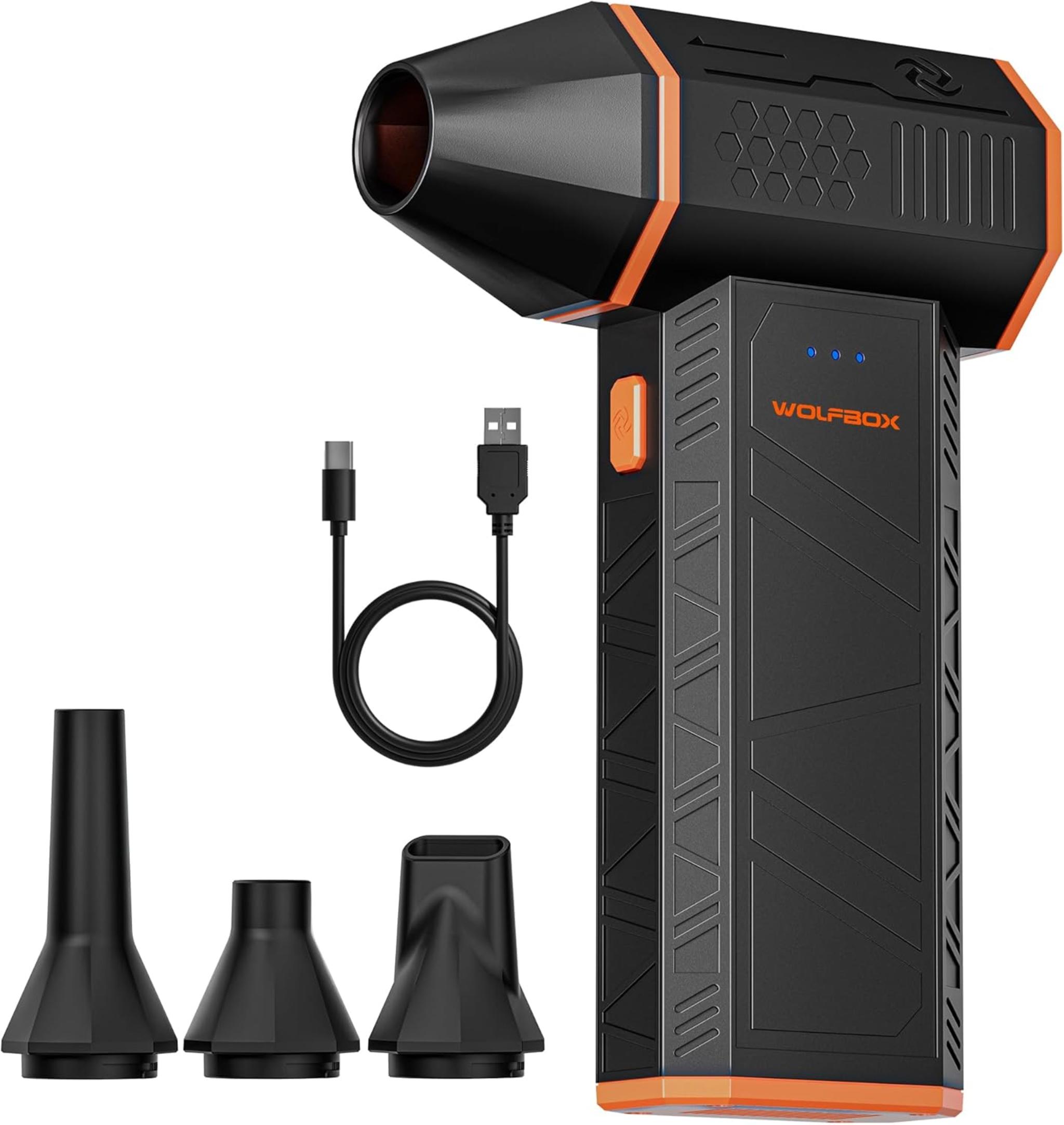 110000RPM Electric Air Duster with 3-Speed Settings, Fast Charging & 4 Nozzles