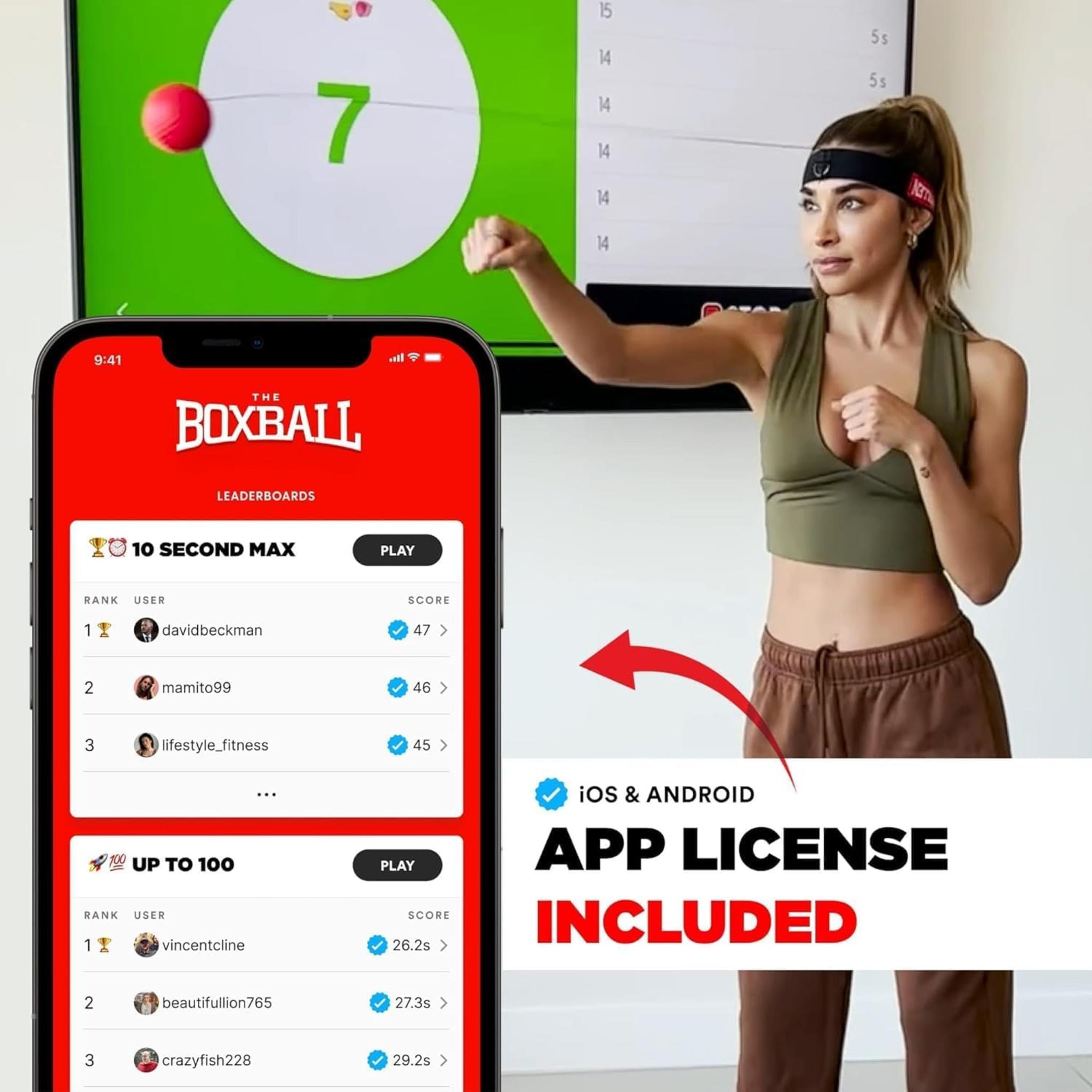 Boxing Reflex Ball with App Counter - Adjustable Home Workout Game