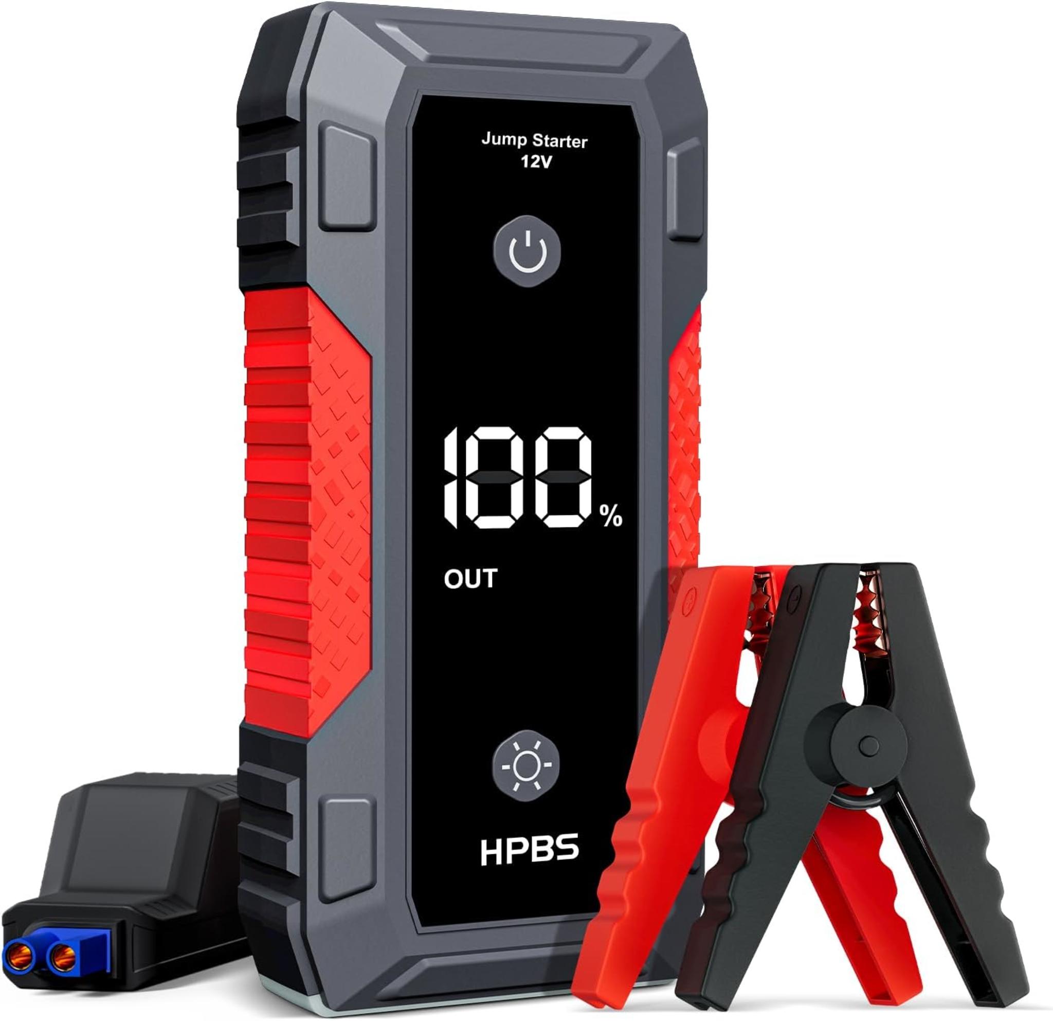 5000A Portable Car Jump Starter for 10.0L Gas/8.0L Diesel Engines with LCD Display