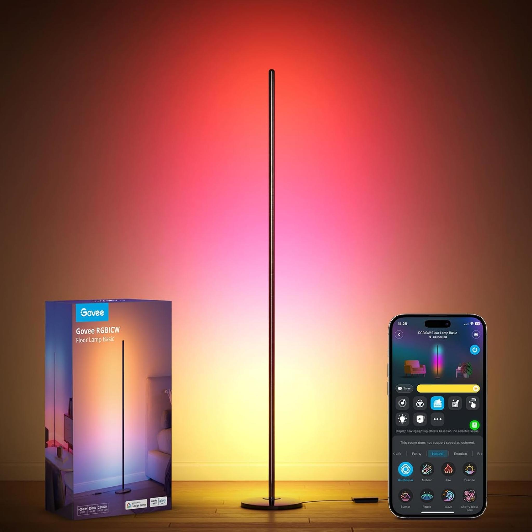 RGBIC Smart Floor Lamp with Music Sync, 1000 Lumen Color Changing Standing Lamp for Living Room