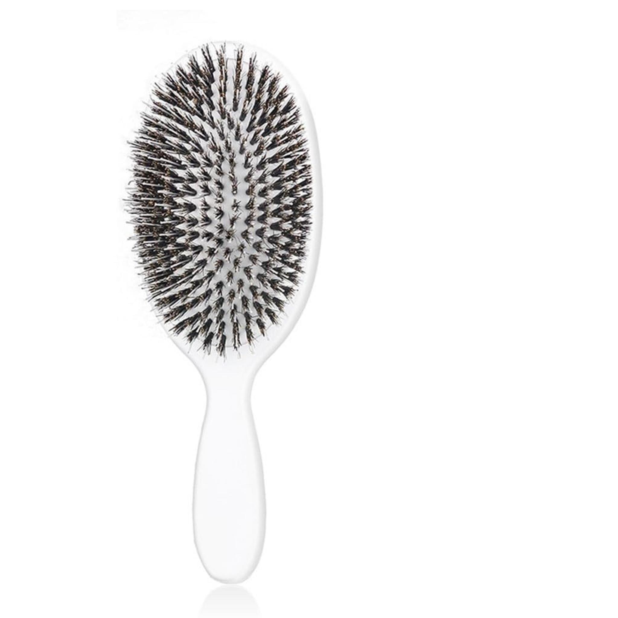Dual-Layer Boar Bristle Brush with Microsphere Tips - Anti-Static for All Hair Types