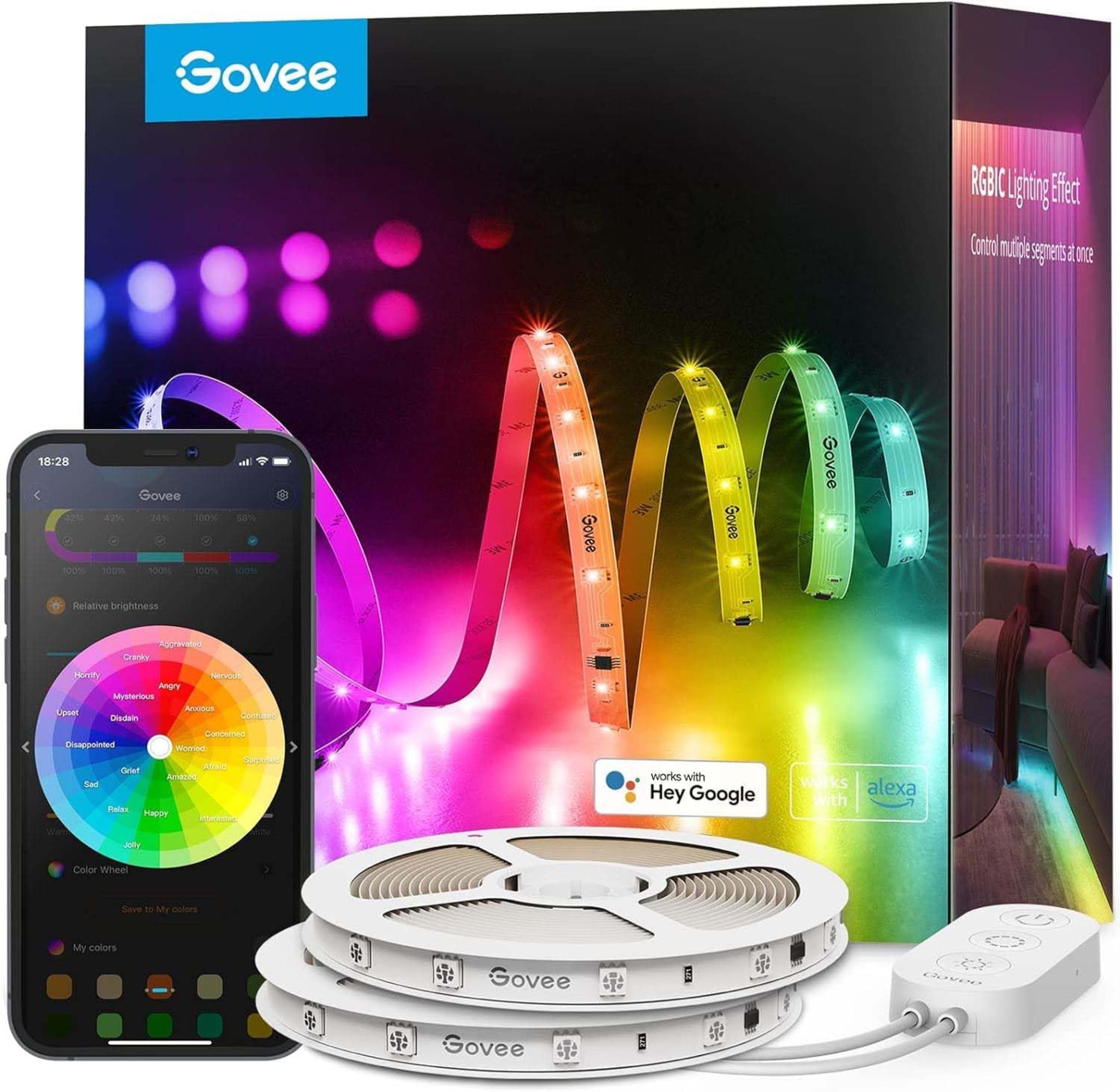 100ft RGBIC Smart LED Strip Lights with Alexa & Google Assistant, WiFi App Control