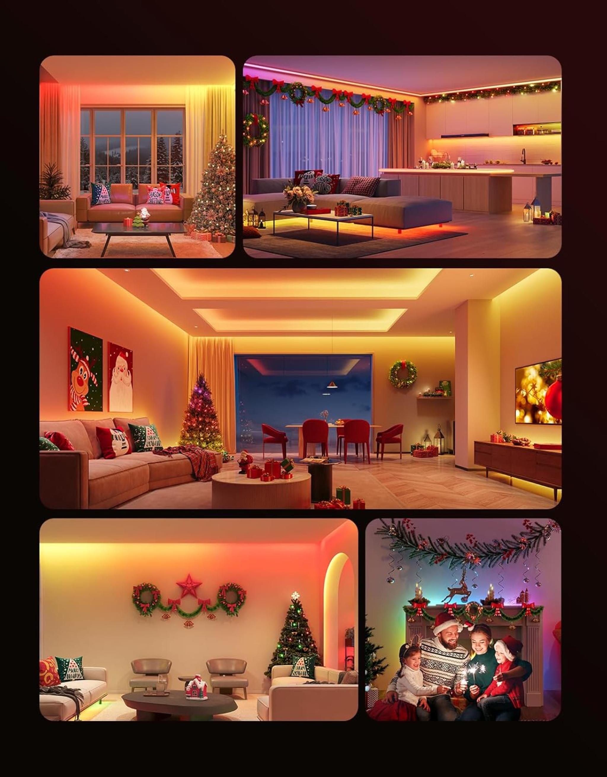 100ft RGBIC Smart LED Strip Lights - Alexa & Google Assistant Compatible