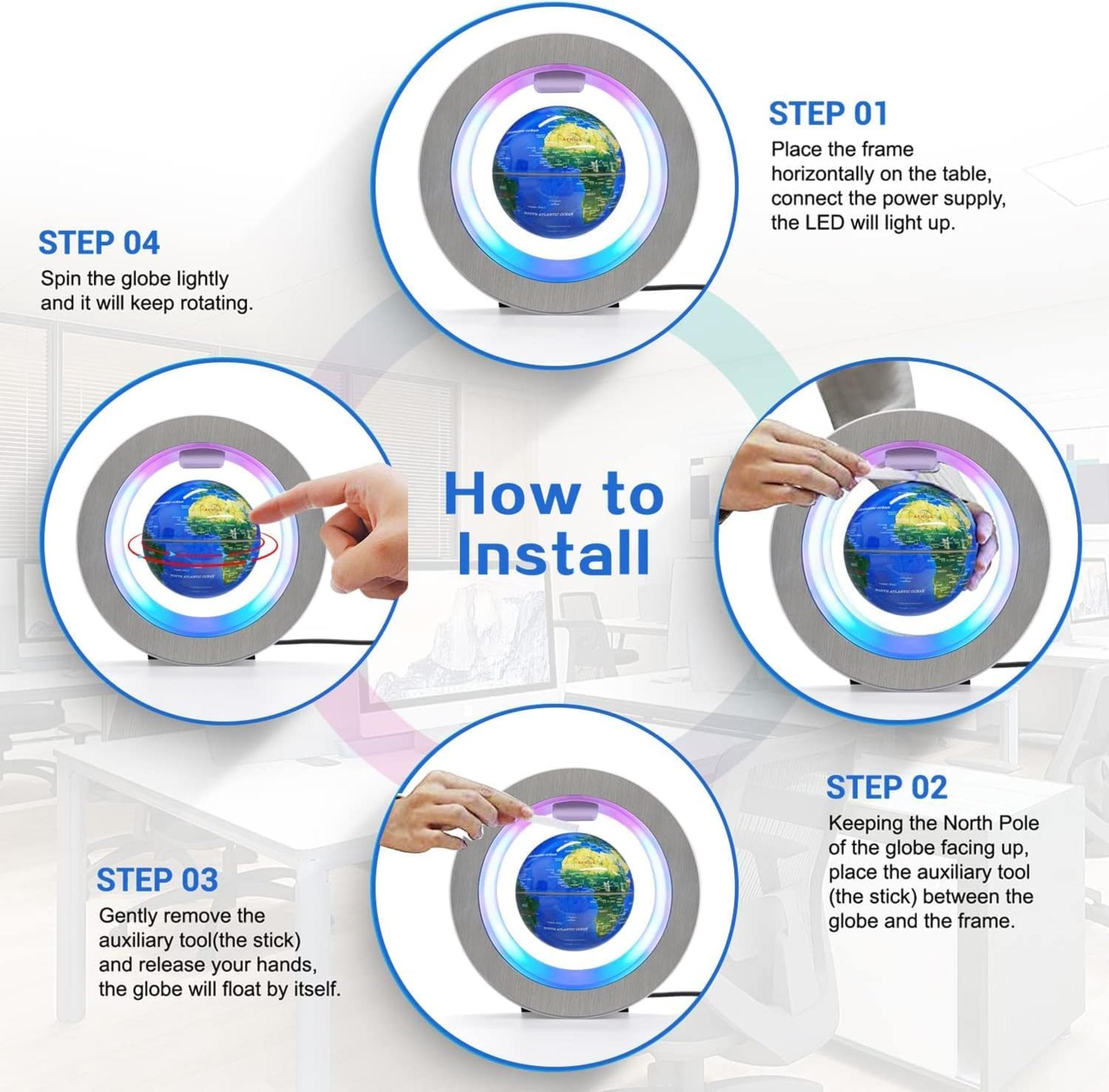 Magnetic Levitation Floating Globe with LED Lights - 4 Inch Educational Desk Decor