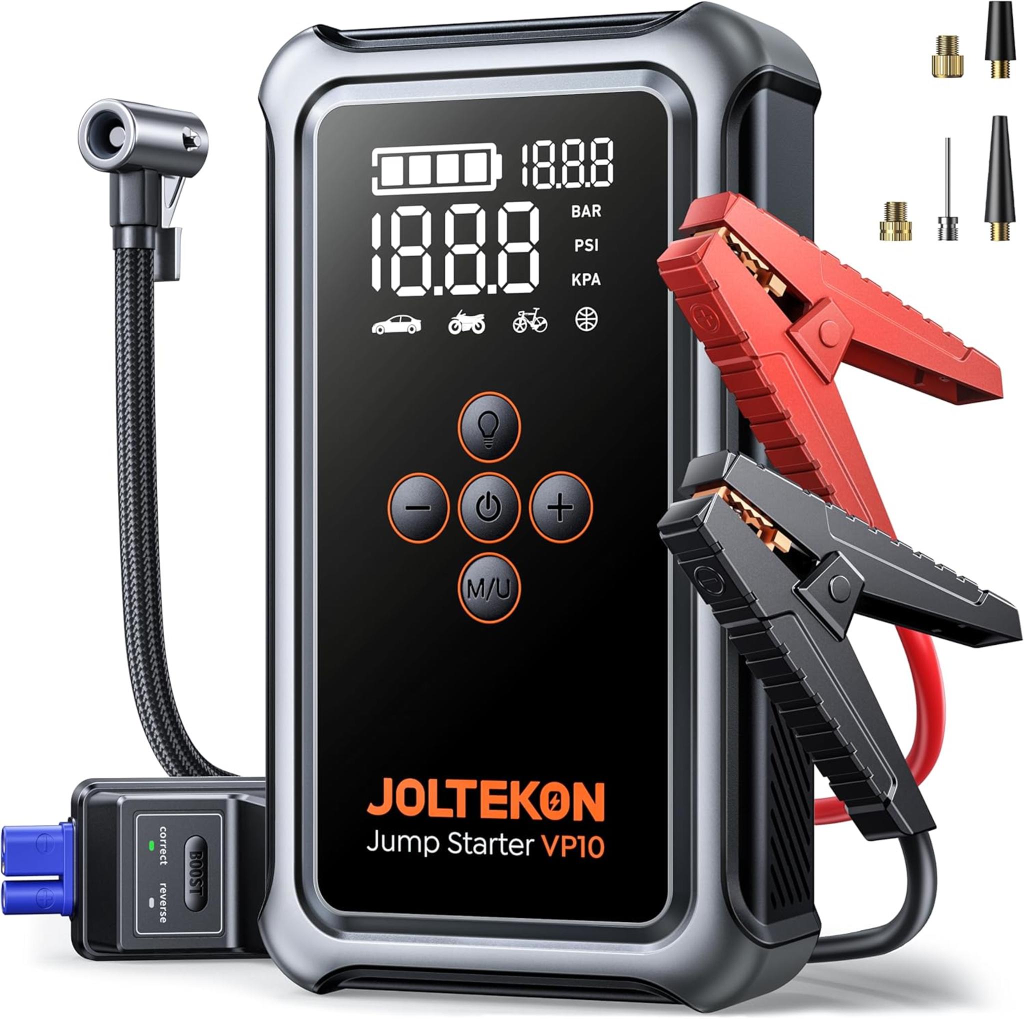 5000A Portable Car Jump Starter with 150PSI Air Compressor, 4-in-1 Emergency Power Pack