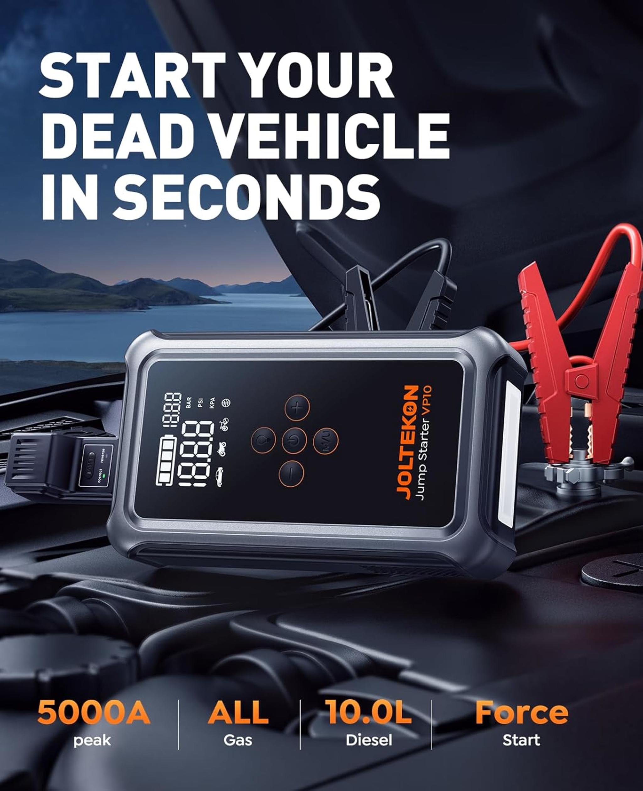 5000A Portable Car Jump Starter with 150PSI Air Compressor